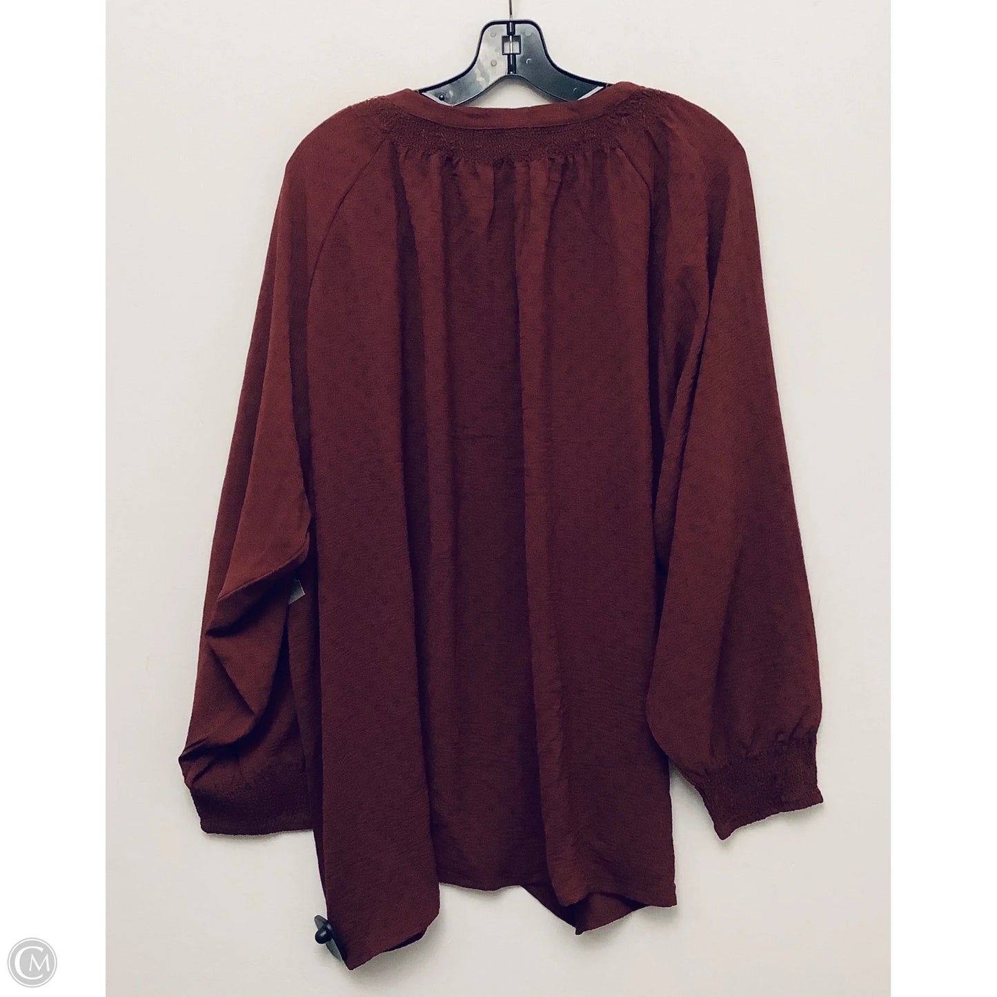 Top Long Sleeve By Wonderly In Maroon, Size: 3x