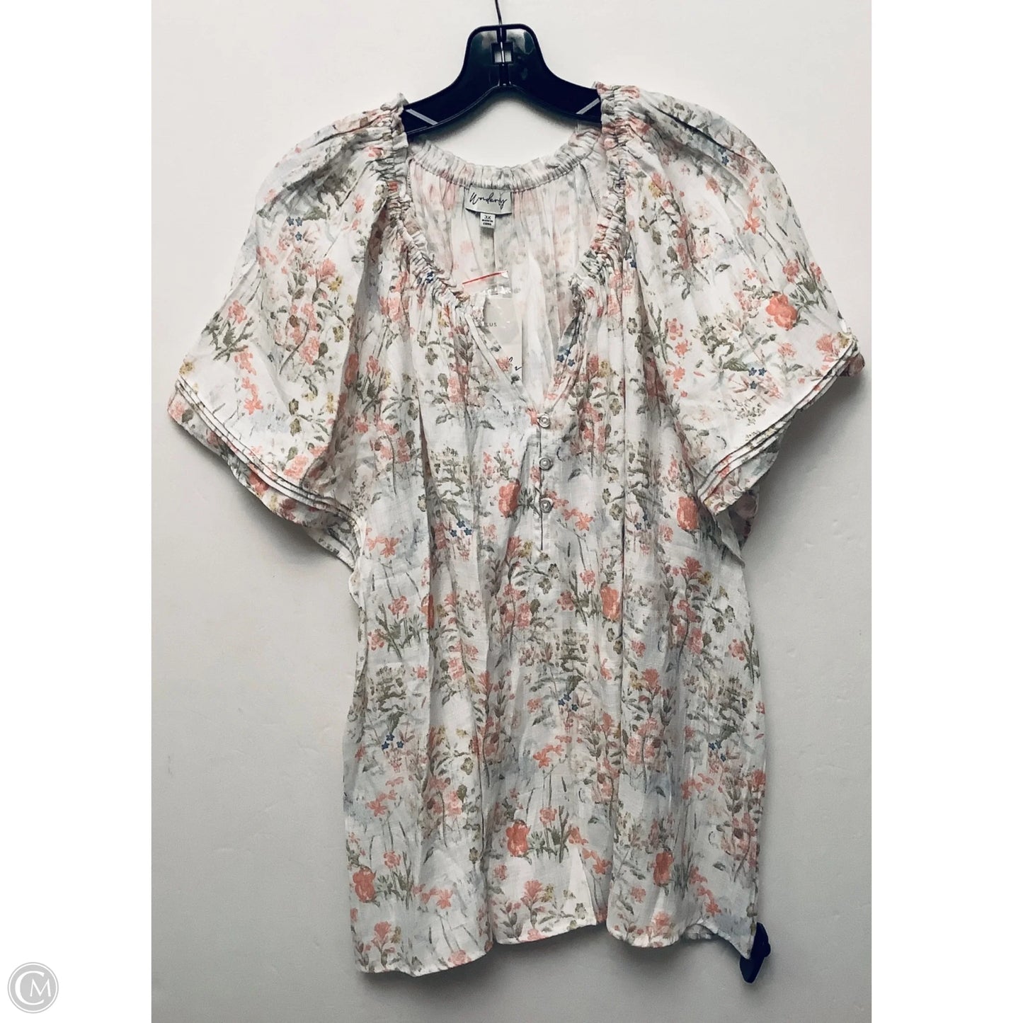 Top Short Sleeve By Wonderly In White, Size: 3x