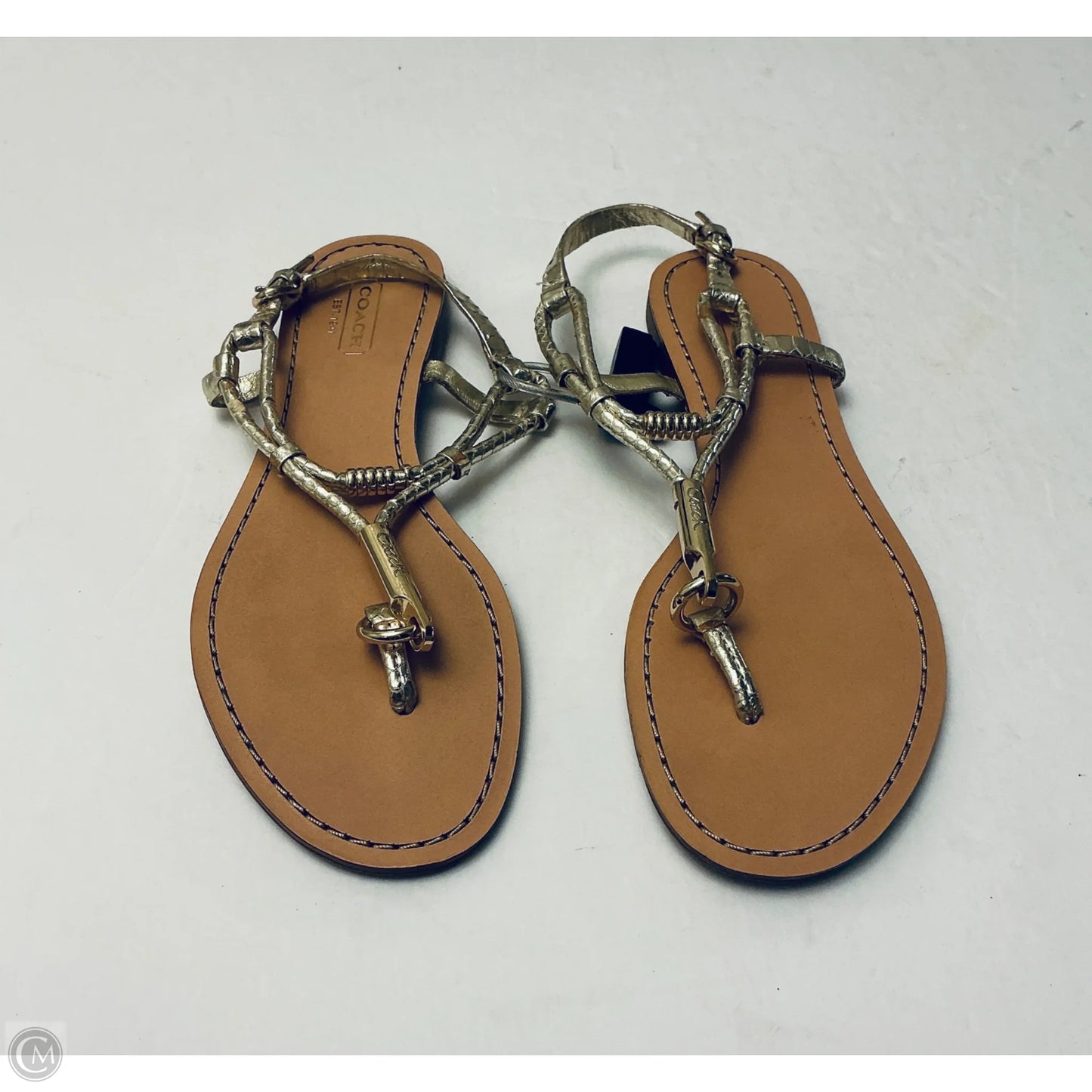 Sandals Designer By Coach In Gold, Size: 6.5