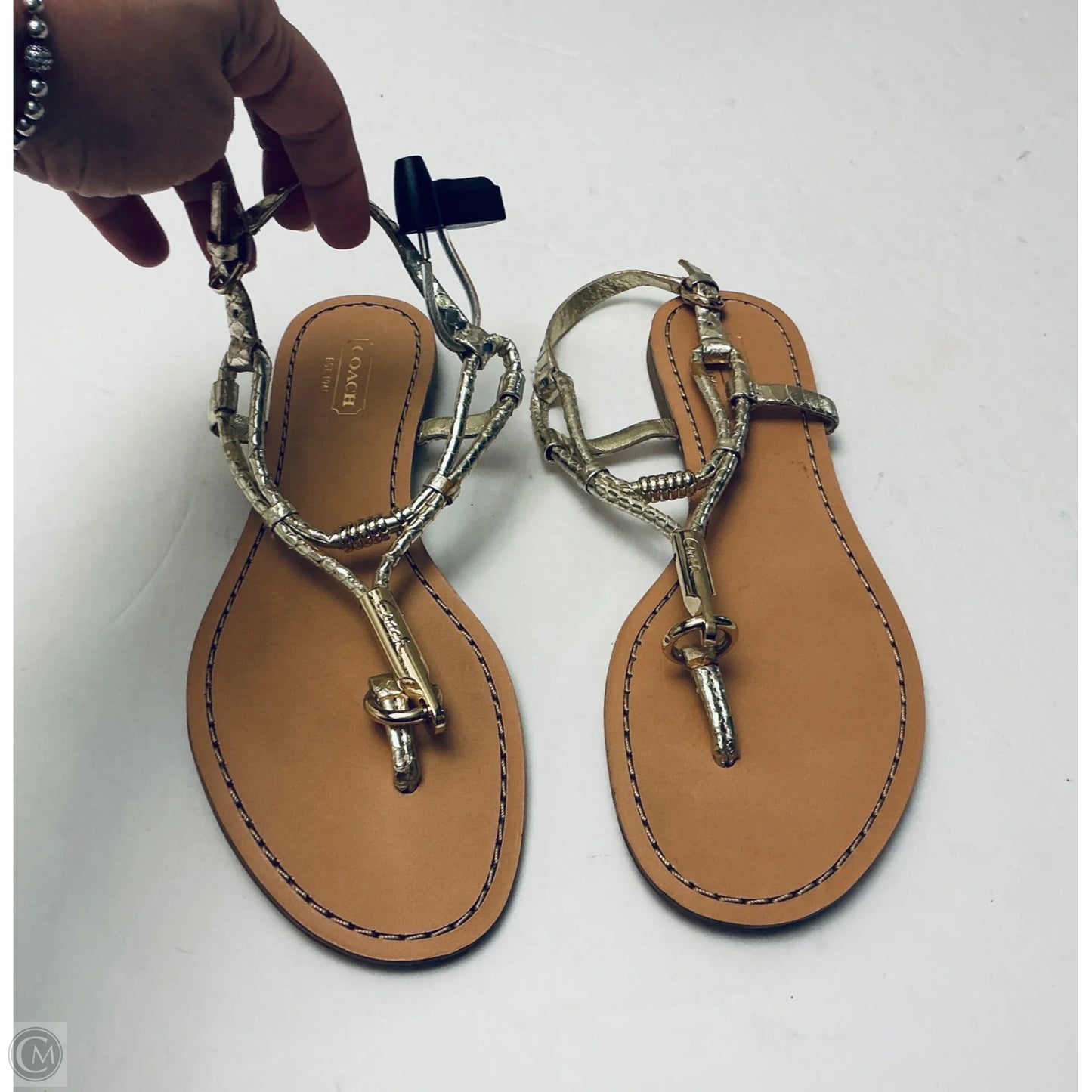 Sandals Designer By Coach In Gold, Size: 6.5