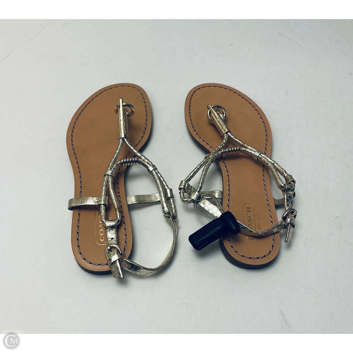 Sandals Designer By Coach In Gold, Size: 6.5