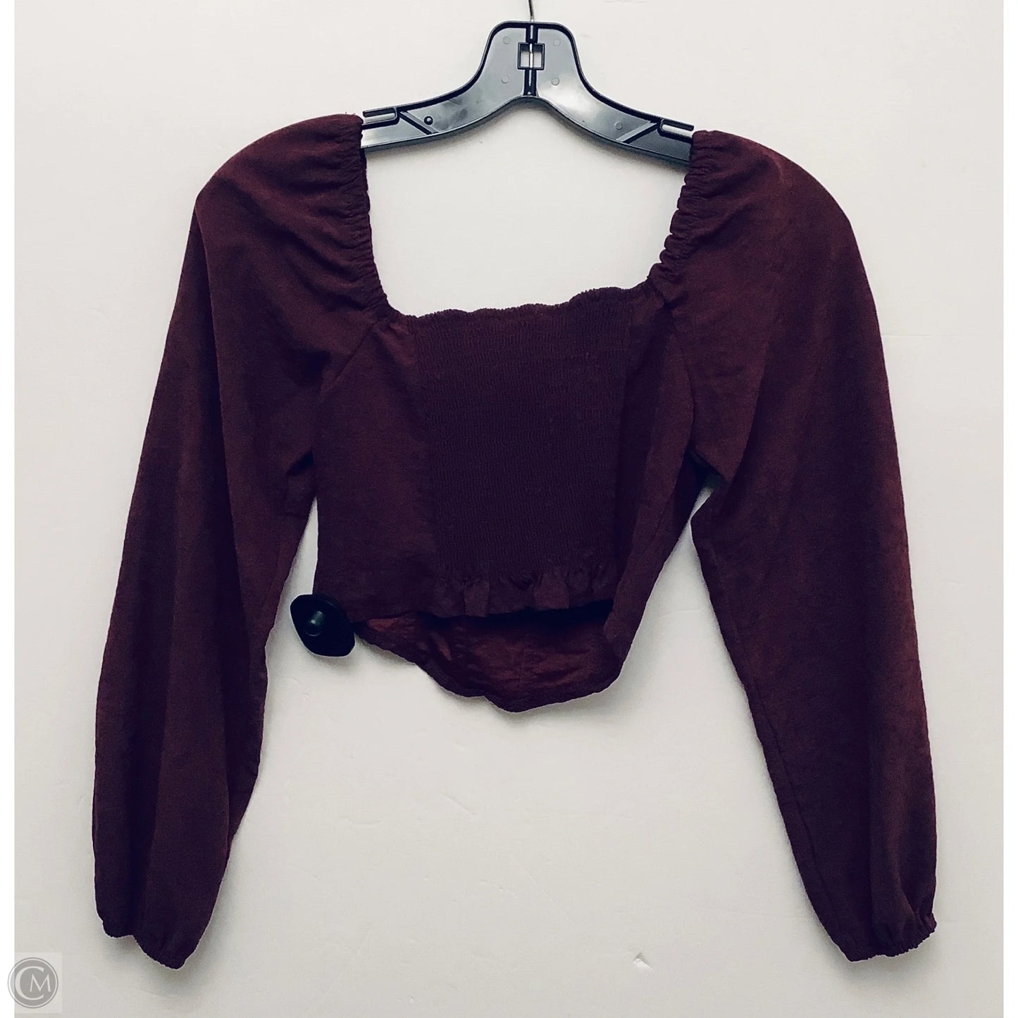 Top Long Sleeve Basic By Cme In Maroon, Size: Xs