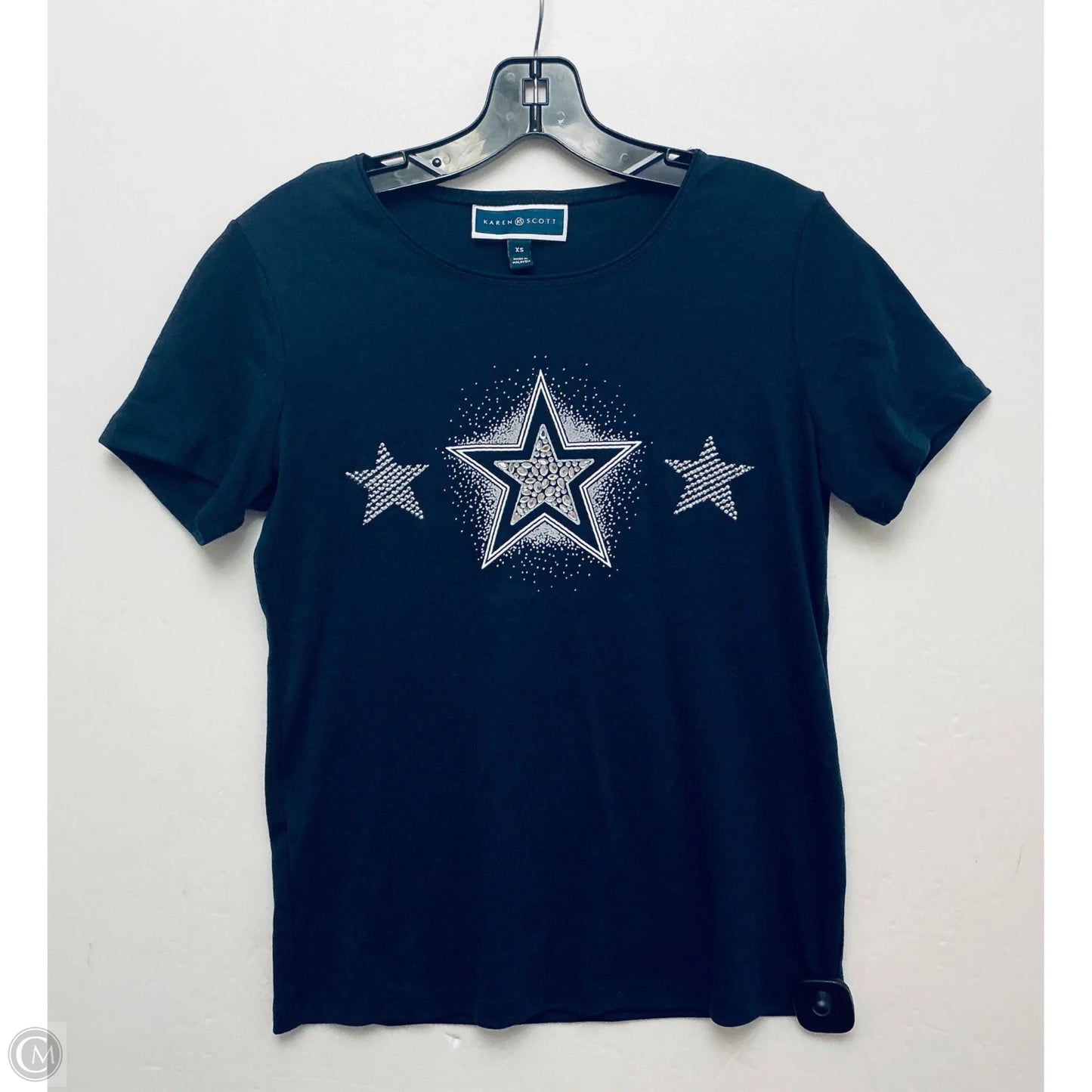 Top Short Sleeve Basic By Karen Scott In Blue, Size: Xs