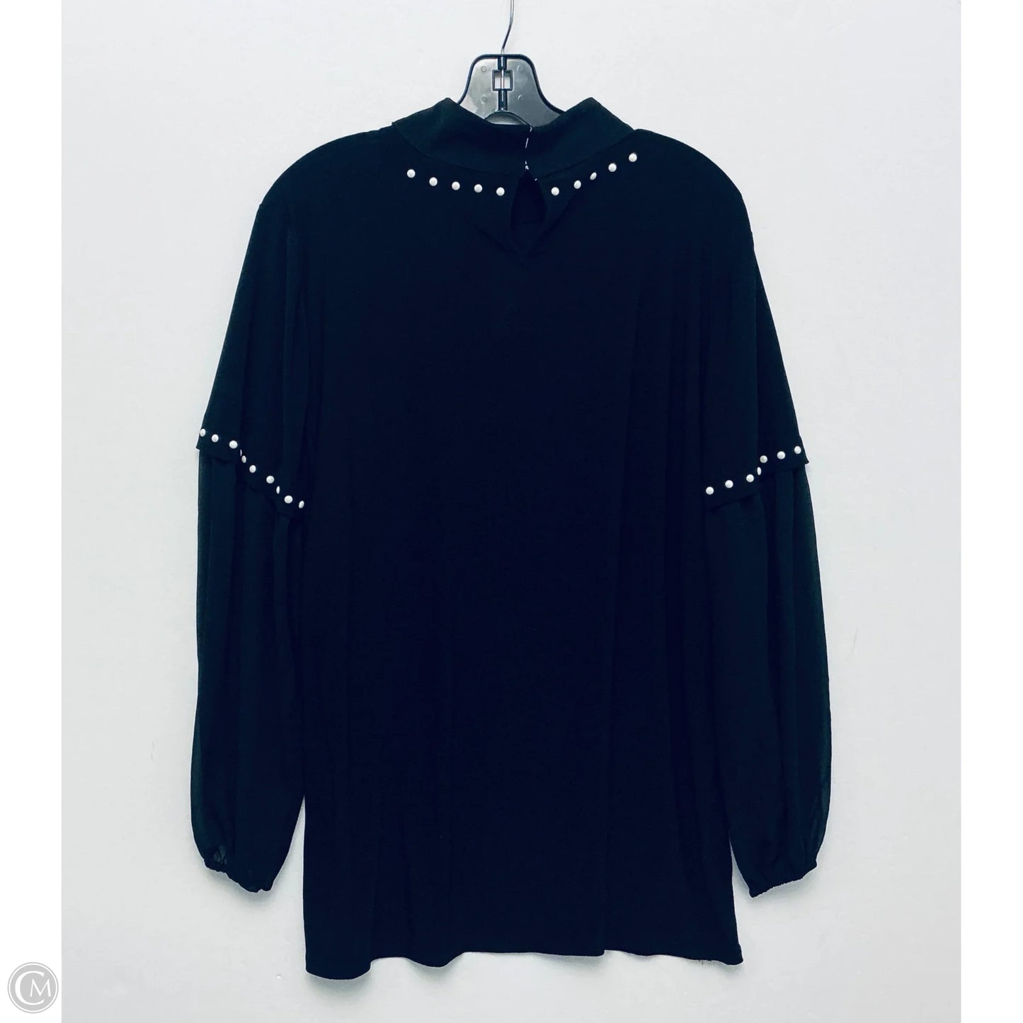 Top Long Sleeve By Investments In Black, Size: L