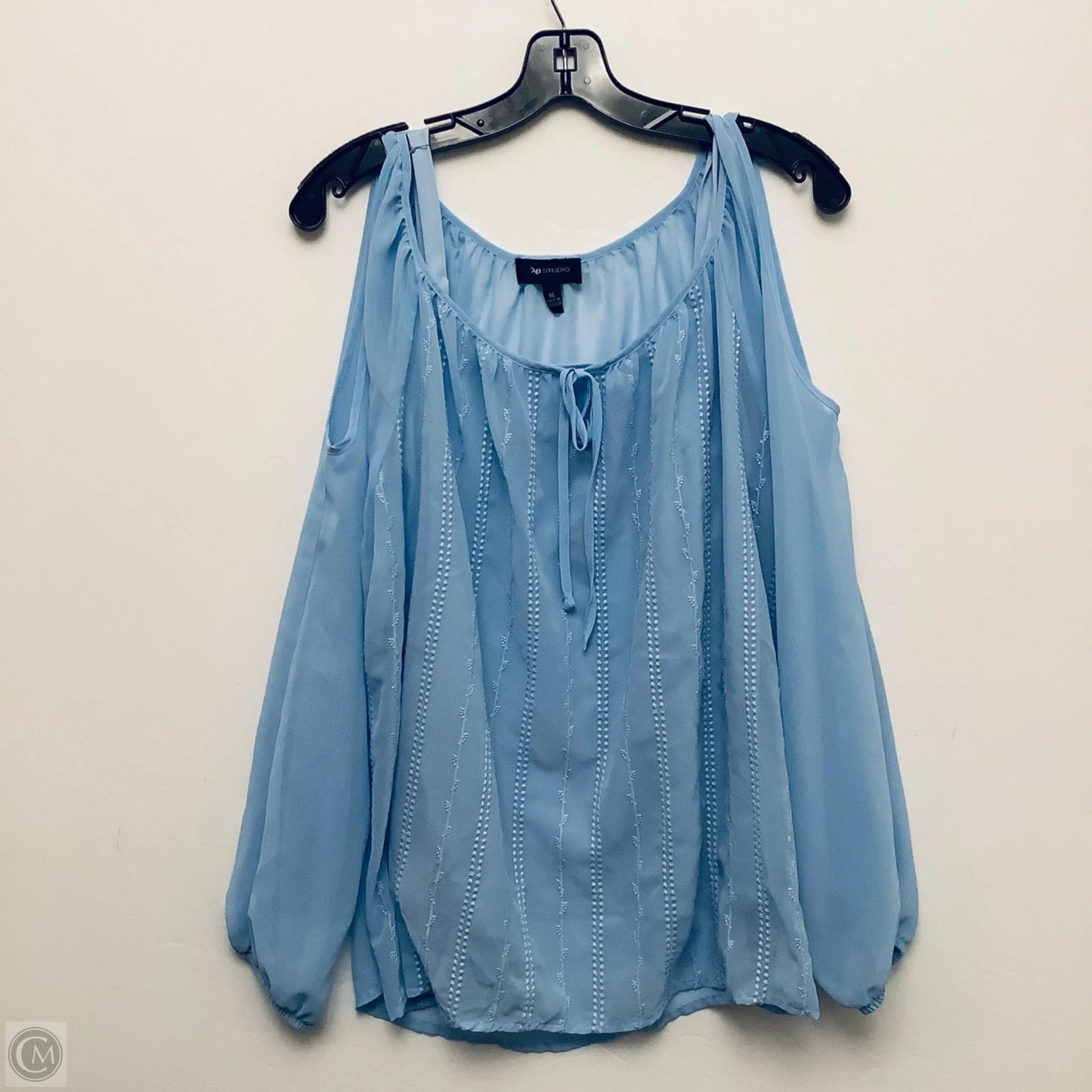 Top Long Sleeve By Ab Studio In Blue, Size: Xl