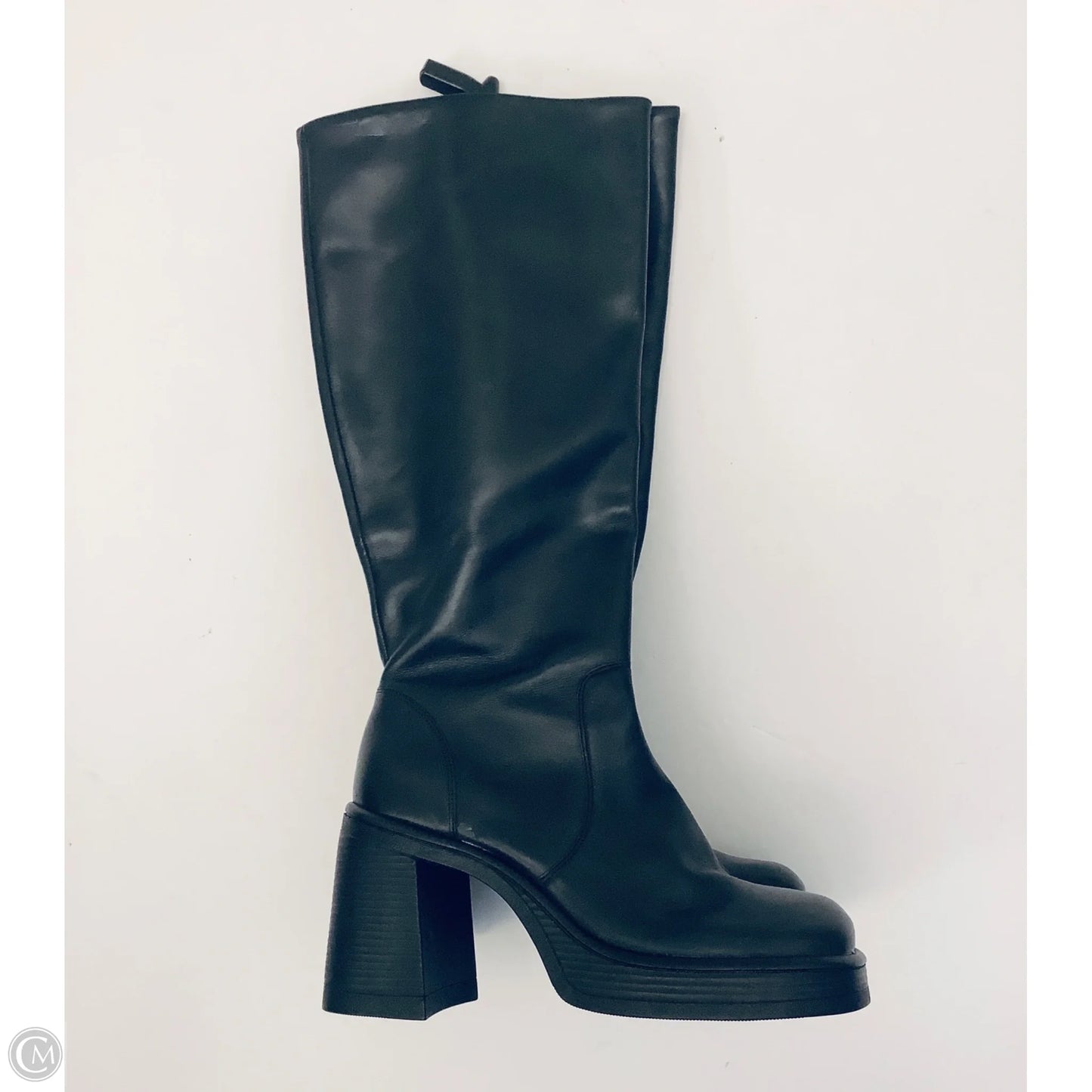 Boots Leather By Clothes Mentor In Black, Size: 9