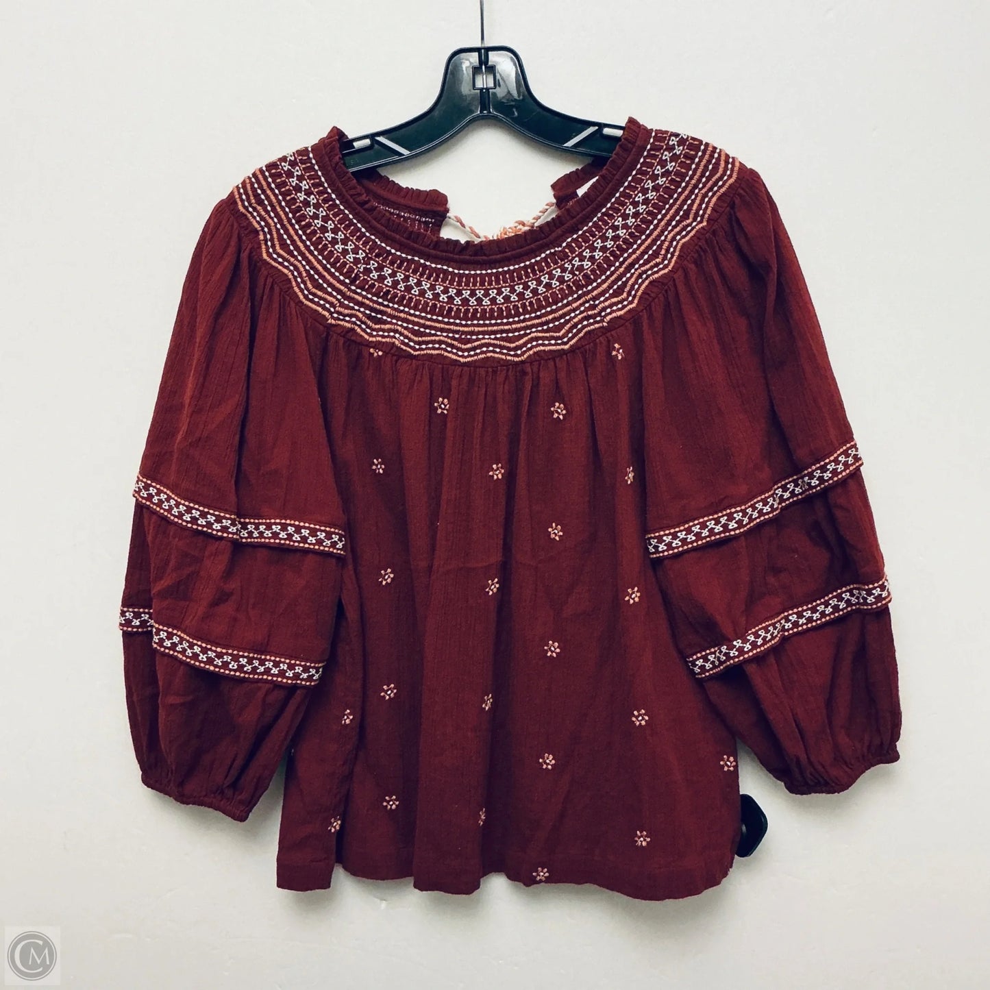 Top Long Sleeve By Wonderly In Red, Size: M