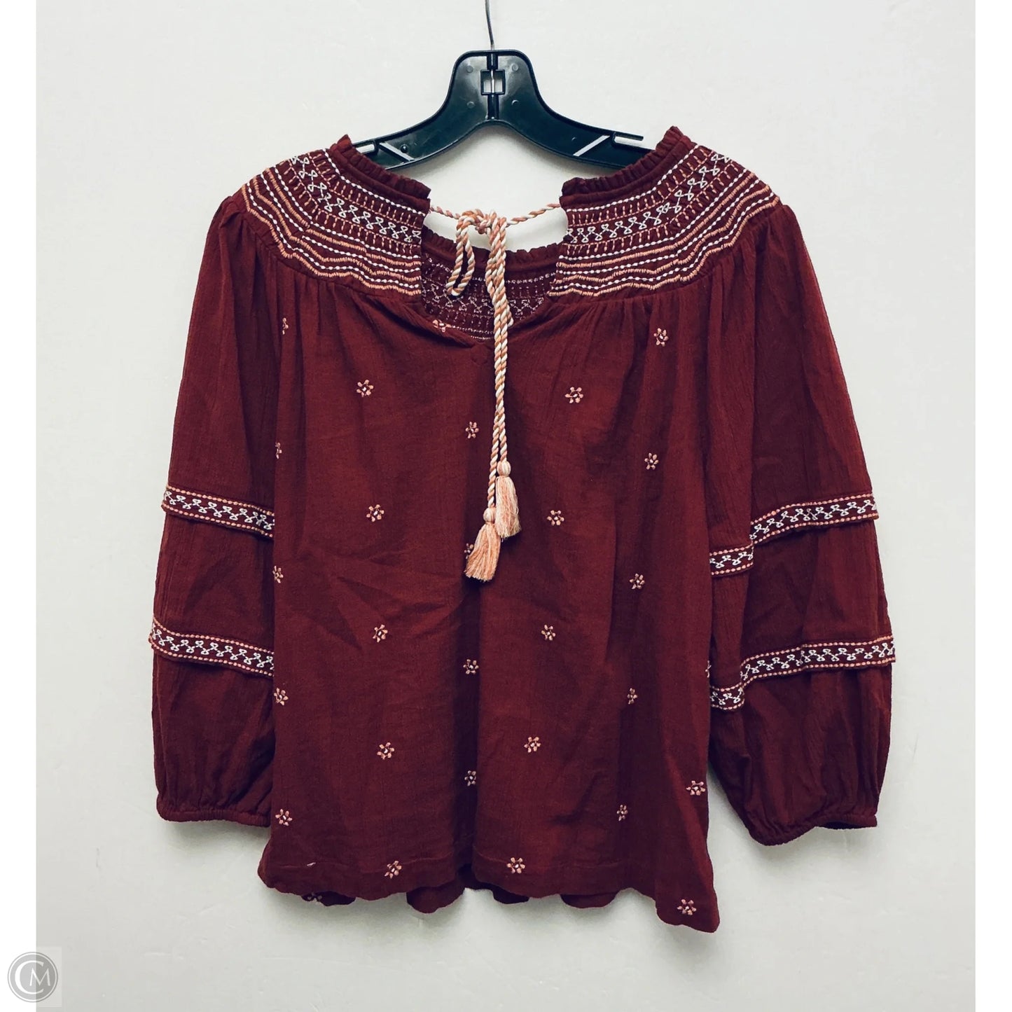 Top Long Sleeve By Wonderly In Red, Size: M