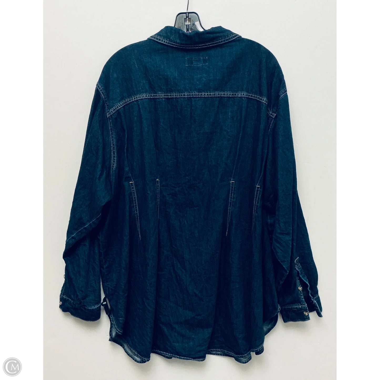 Top Long Sleeve By Ava & Viv In Blue Denim, Size: 3x