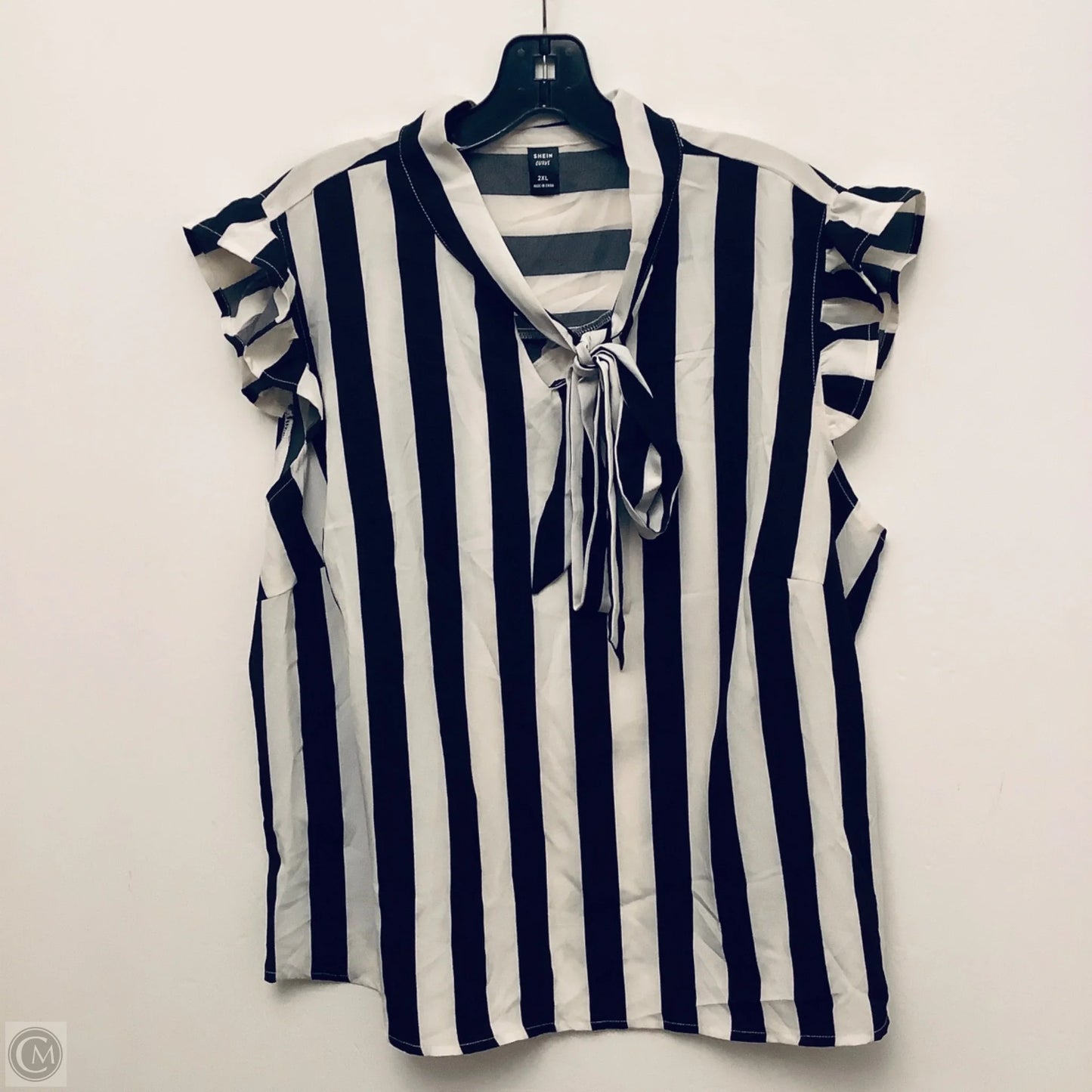 Top Short Sleeve By Shein In Black & White, Size: 2x