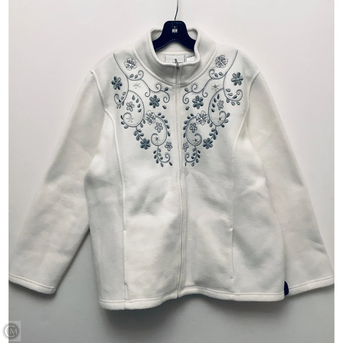 Jacket Fleece By Alfred Dunner In White, Size: Xl