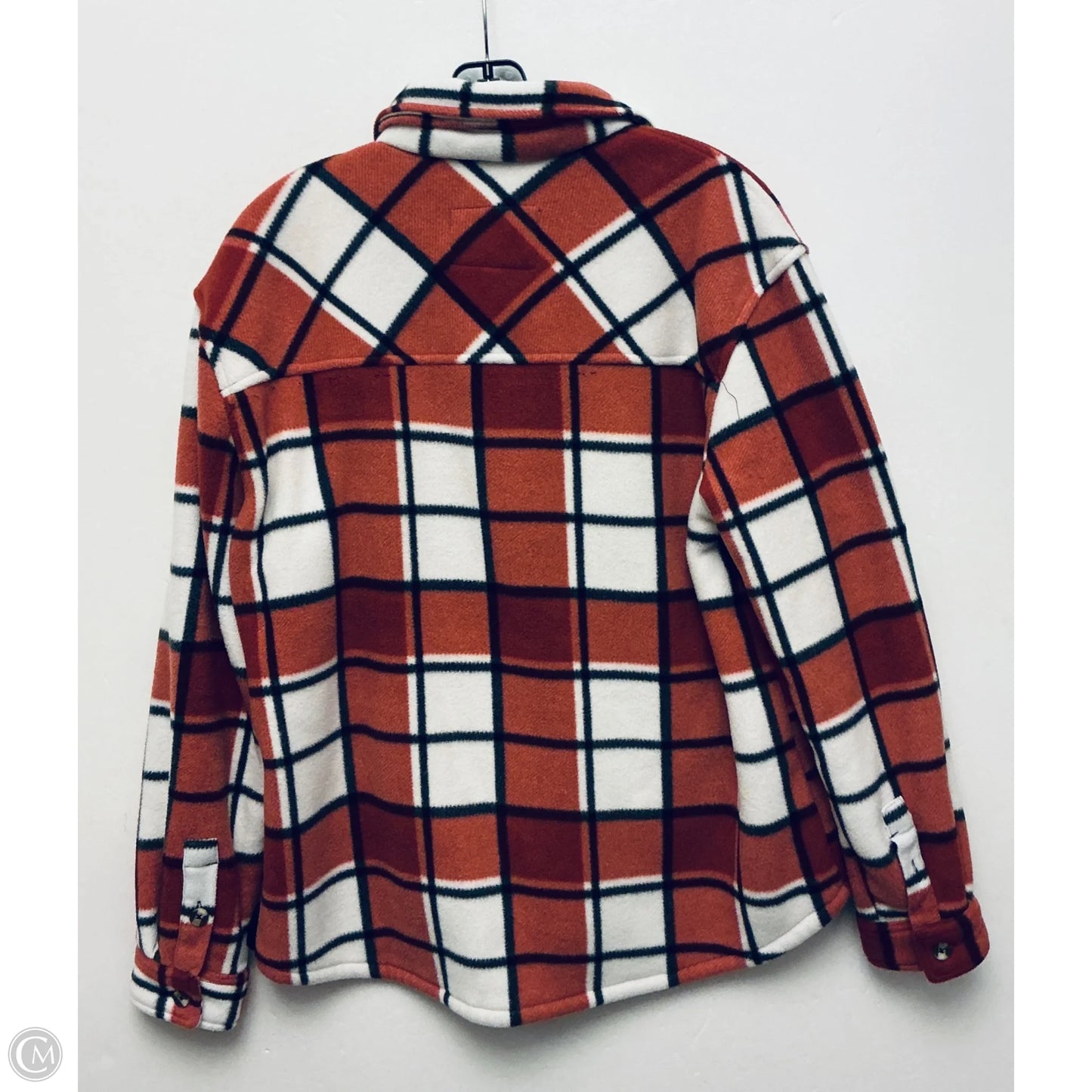 Jacket Fleece By Sage In Plaid Pattern, Size: L