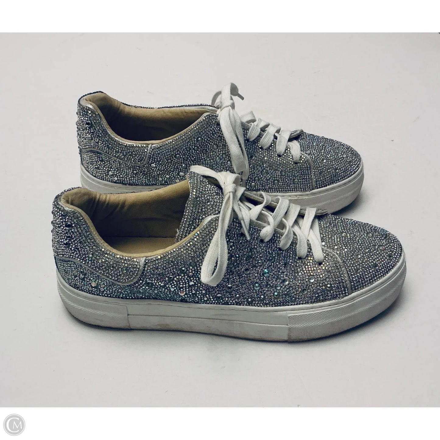 Shoes Sneakers By Betsey Johnson In Silver, Size: 10