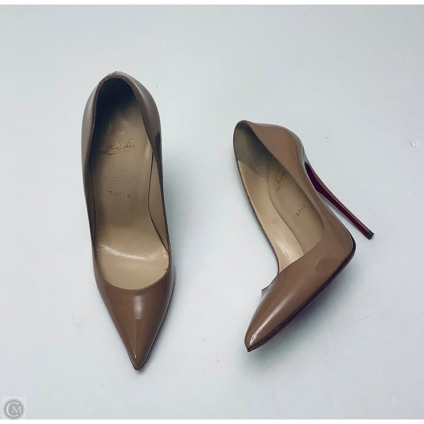 Shoes Luxury Designer By Christian Louboutin In Tan, Size: 7