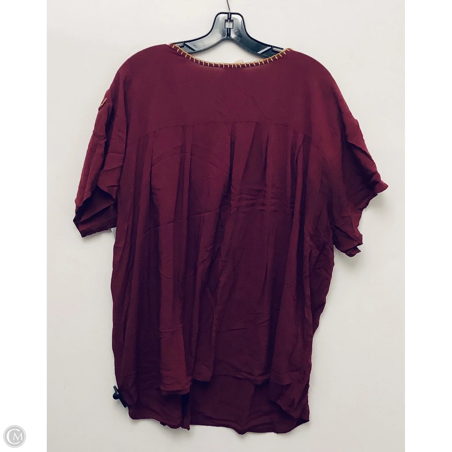 Top Short Sleeve By Layer 8 In Maroon, Size: 3x