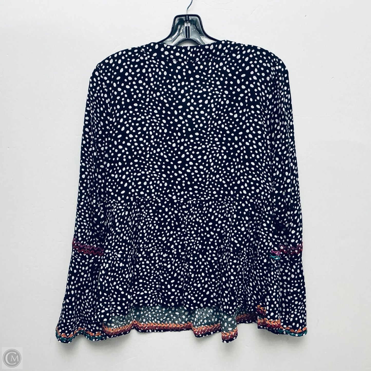 Top Long Sleeve By Savanna Jane In Polkadot Pattern, Size: S