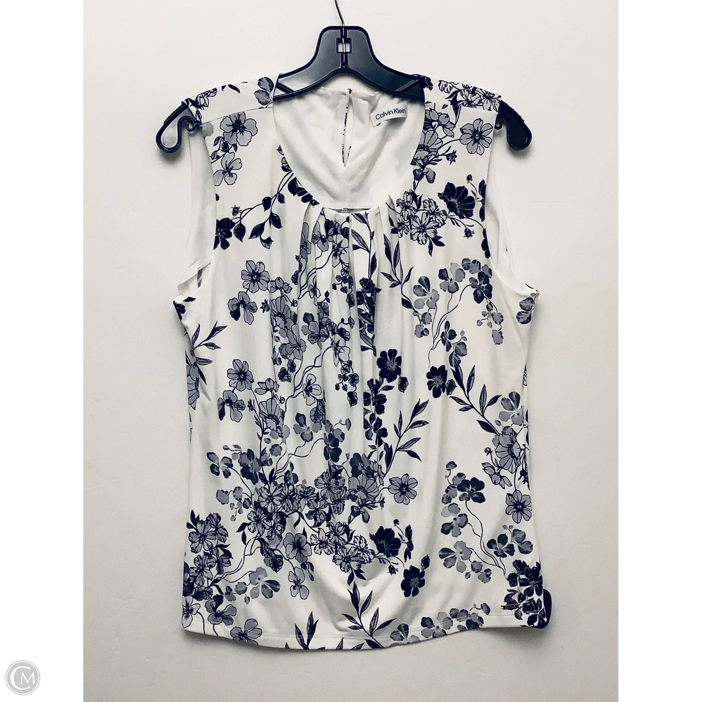 Top Sleeveless By Calvin Klein In Black & Cream, Size: L