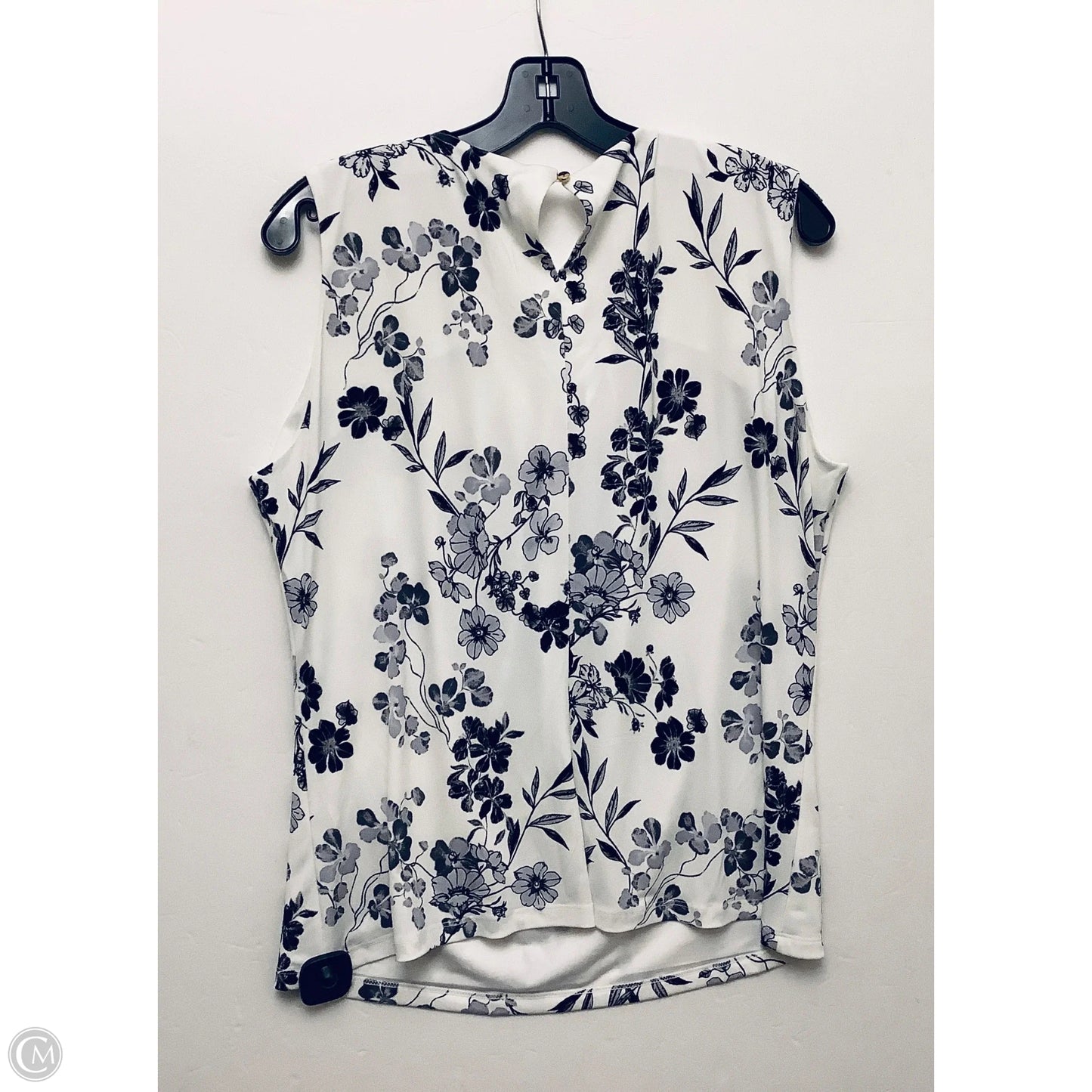 Top Sleeveless By Calvin Klein In Black & Cream, Size: L