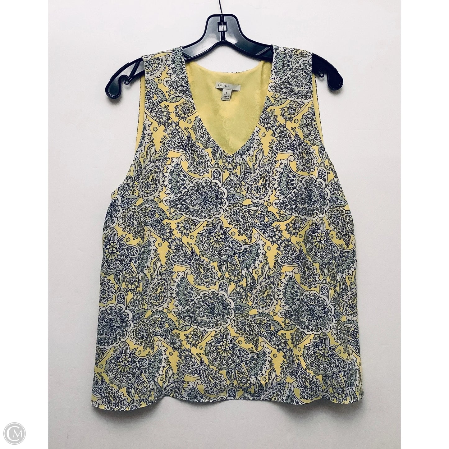 Top Sleeveless By Cato In Yellow, Size: L