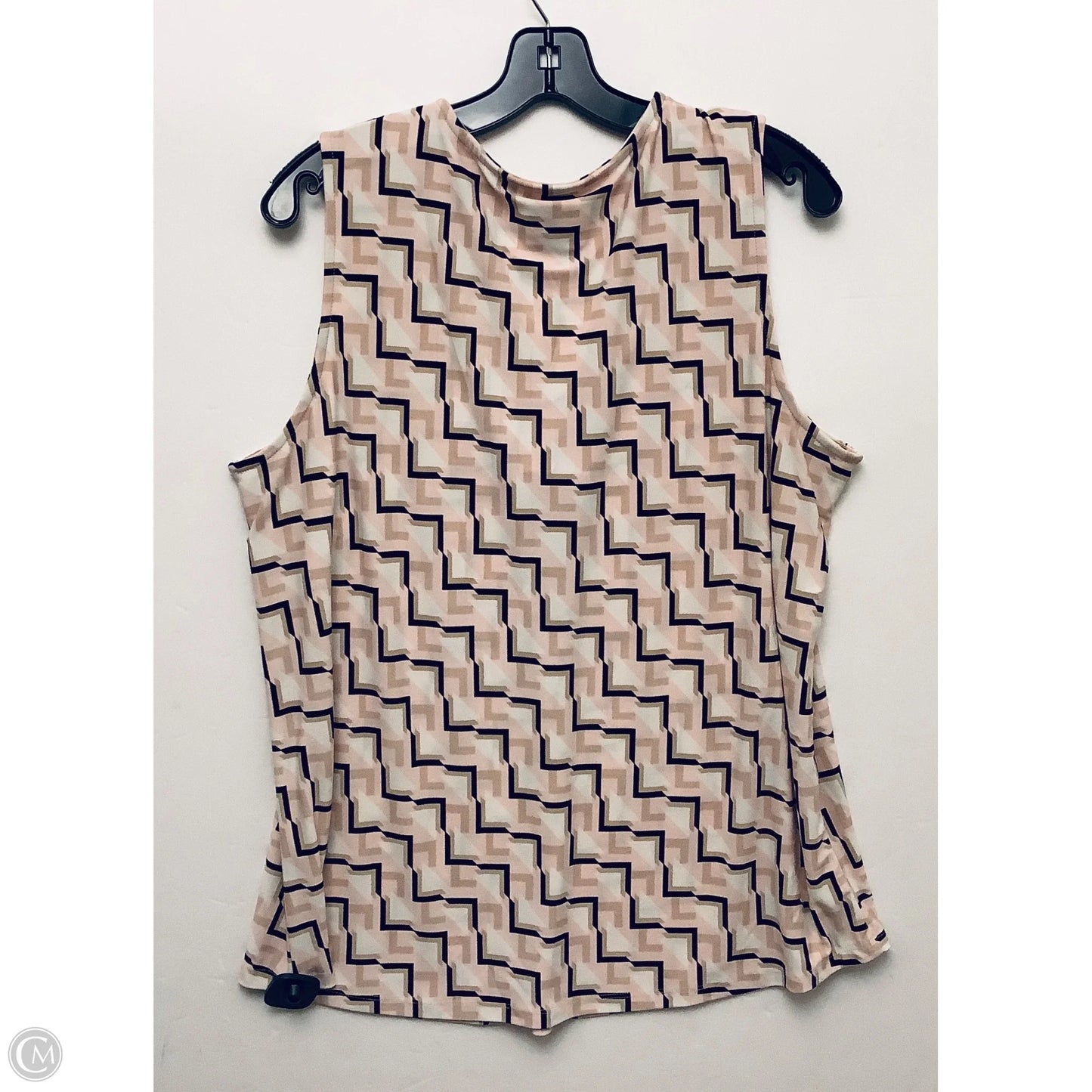 Top Sleeveless By Anne Klein In Pink & White, Size: L