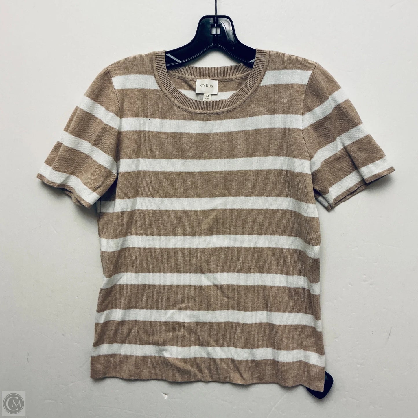 Top Short Sleeve By Cyrus In Striped Pattern, Size: M