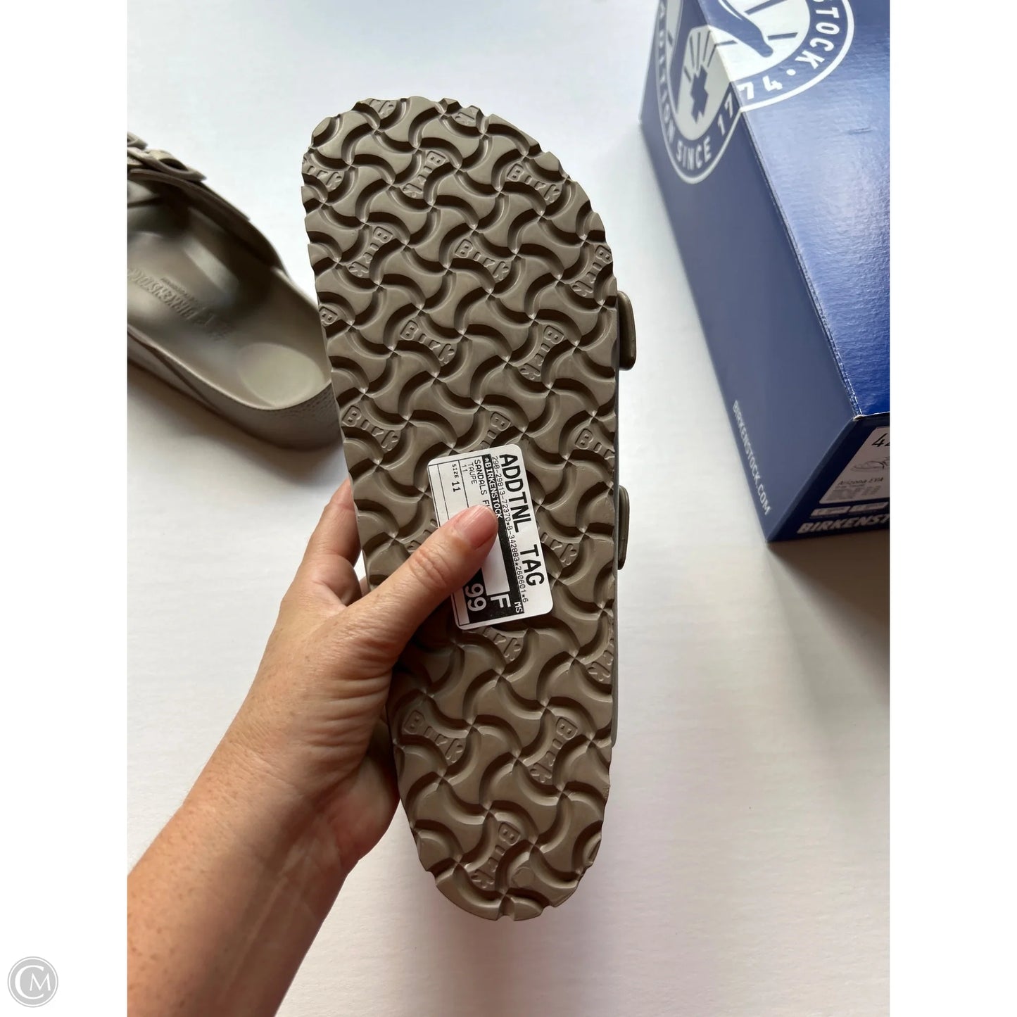 Sandals Flats By Birkenstock In Taupe, Size: 11
