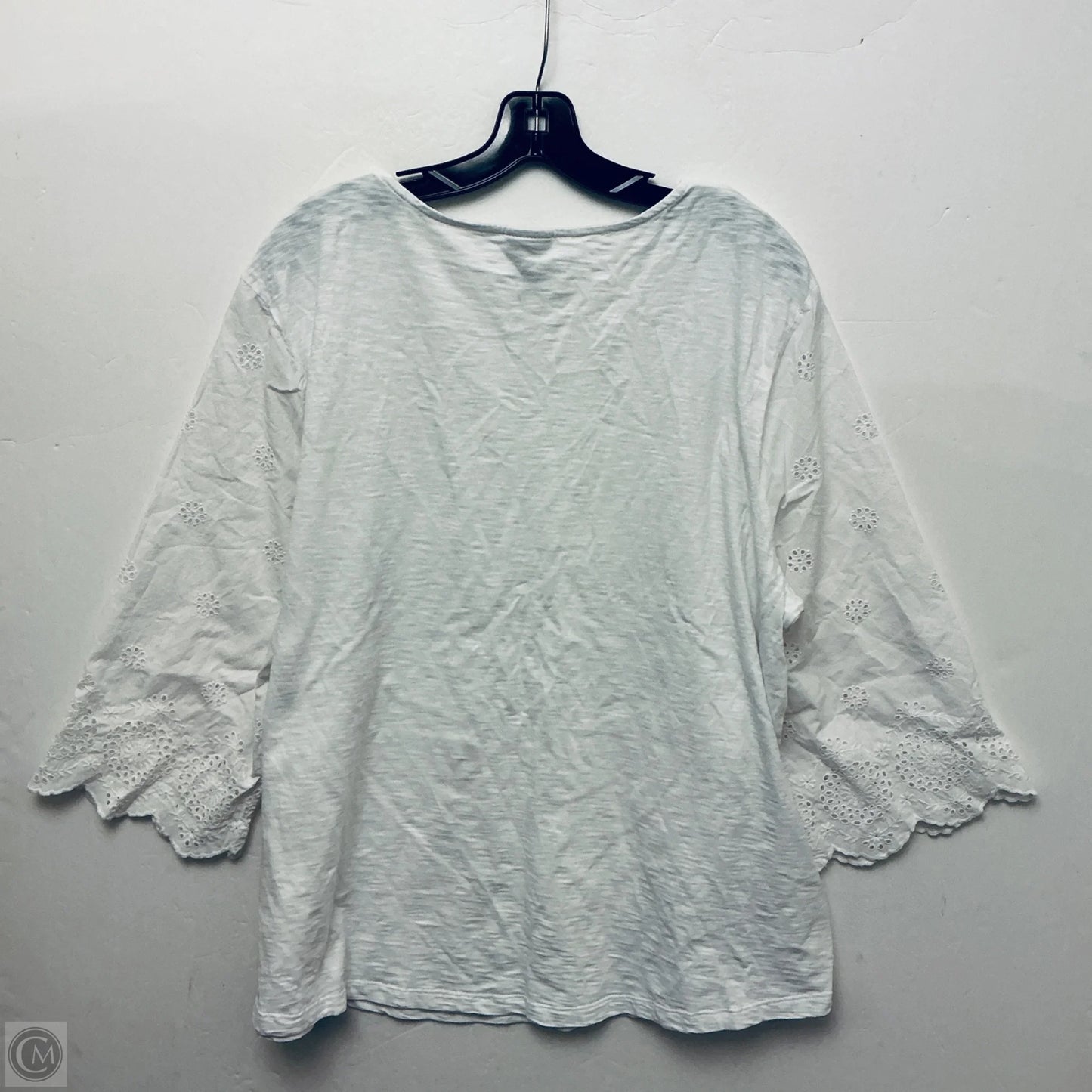 Top Short Sleeve By Chicos In White, Size: Xl
