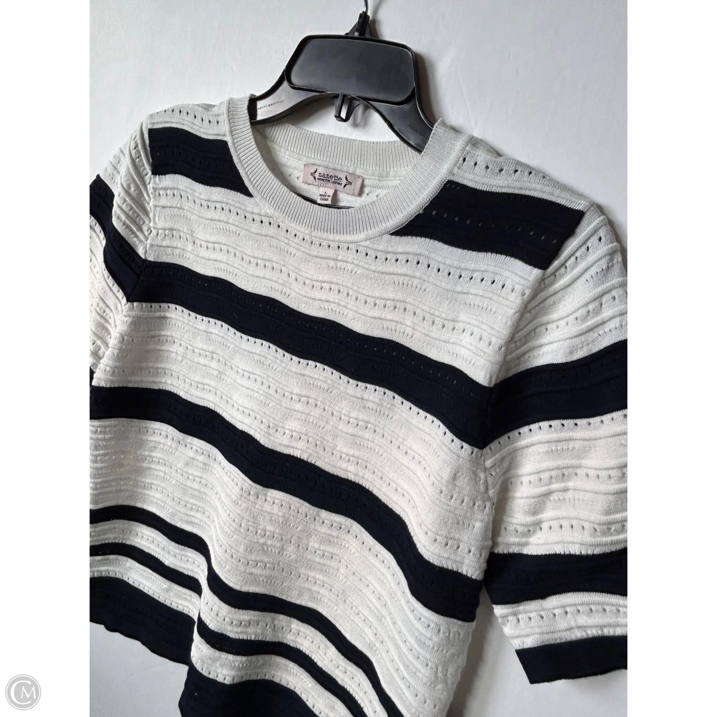 Top Short Sleeve By Nanette By Nanette Lepore In Striped Pattern, Size: L