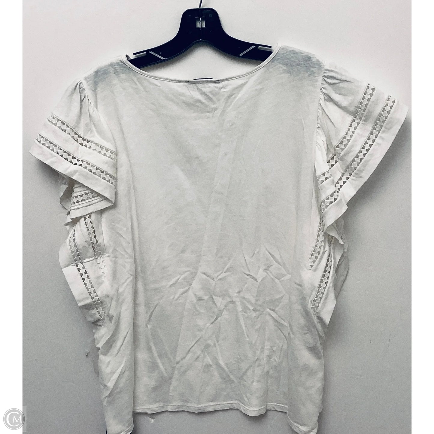 Top Short Sleeve By Adrianna Papell In White, Size: Xl