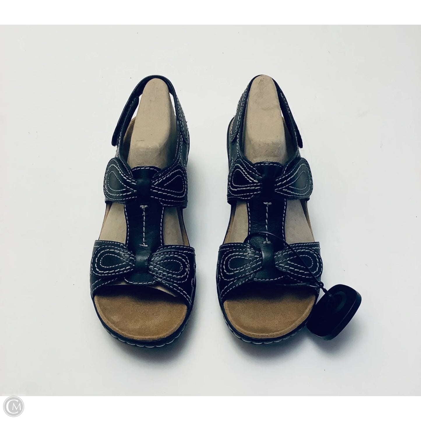 Sandals Heels Wedge By Clarks In Black, Size: 7