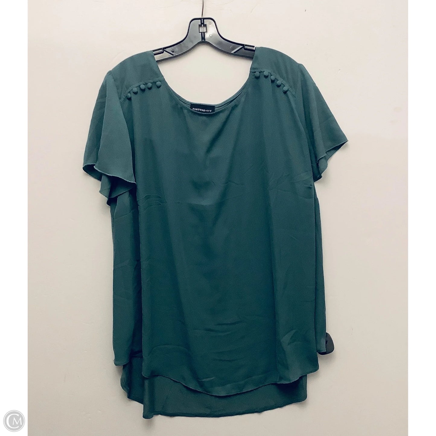 Top Short Sleeve By Fortune & Ivy In Green, Size: 3x