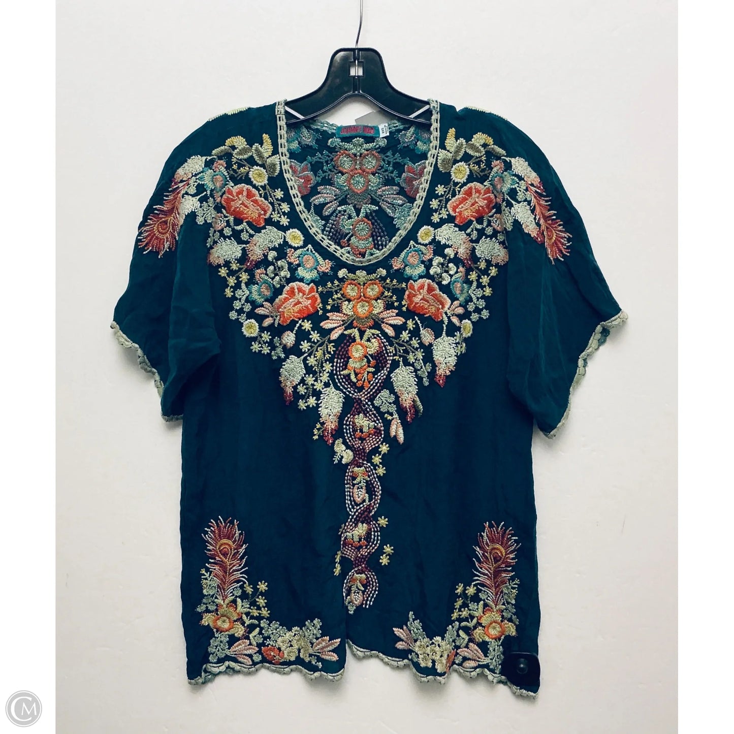 Top Short Sleeve By Johnny Was In Teal, Size: Xxs