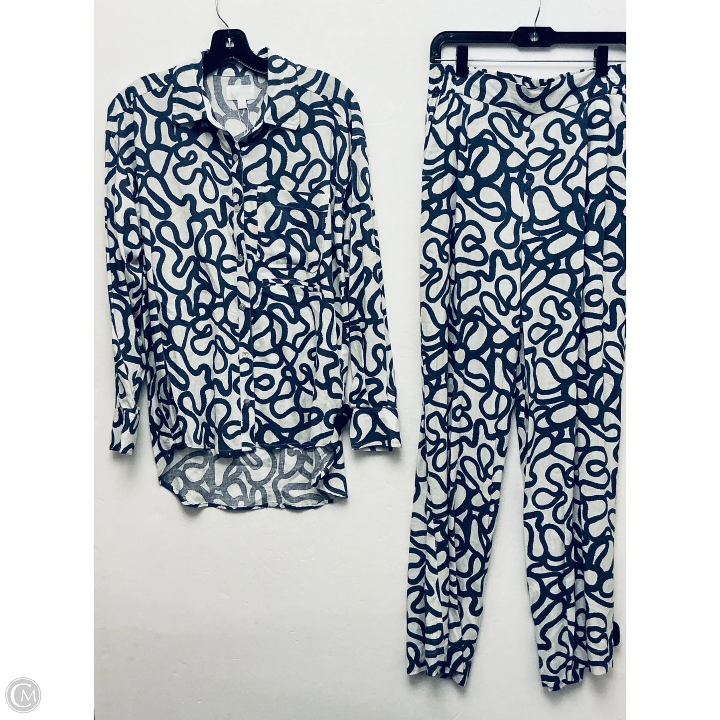 Pants Set 2pc By Clothes Mentor In Blue & White, Size: S