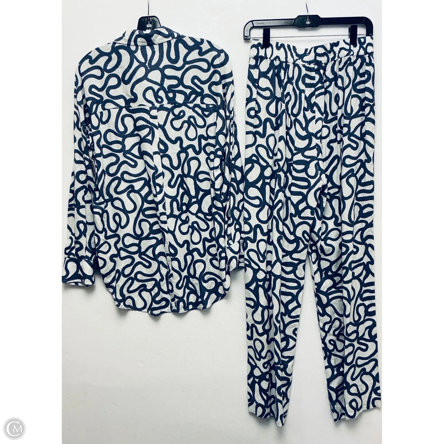 Pants Set 2pc By Clothes Mentor In Blue & White, Size: S