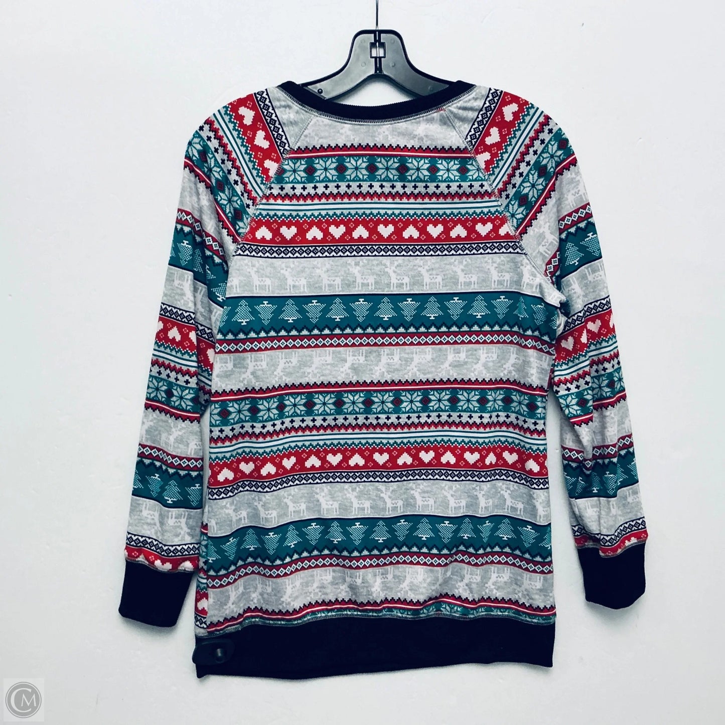 Top Long Sleeve Basic By No Boundaries In Green & Red, Size: M