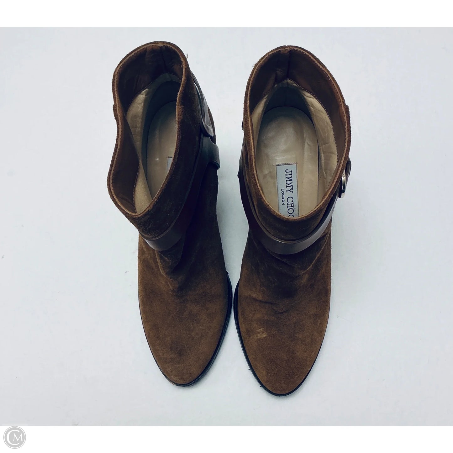 Boots Luxury Designer By Jimmy Choo In Brown, Size: 8.5