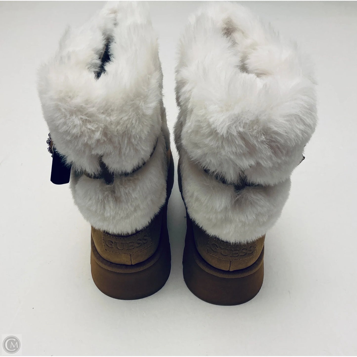 Boots Ankle Flats By Guess In Tan & White, Size: 8