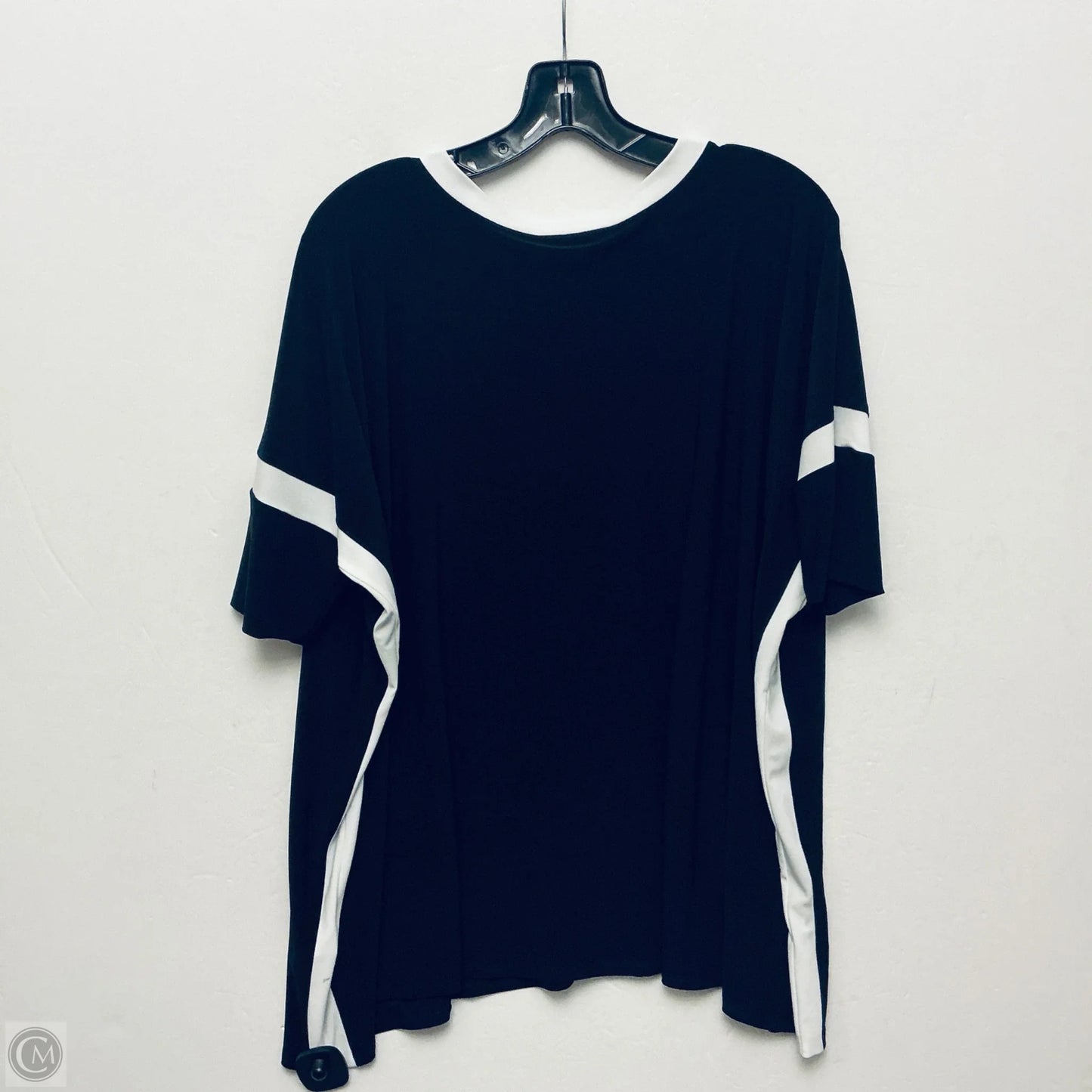 Top Short Sleeve By Joseph Ribkoff In Black & White, Size: L