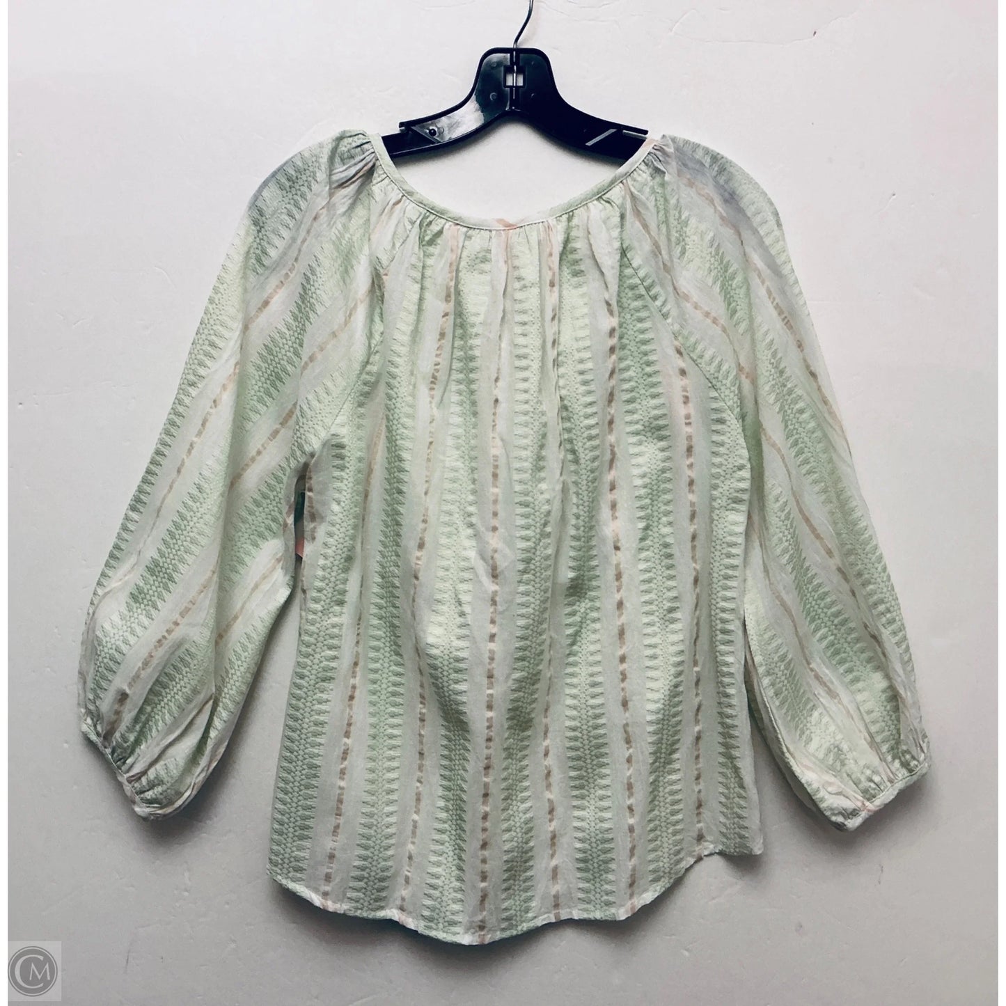 Top Long Sleeve By Philosophy In Green & White, Size: M