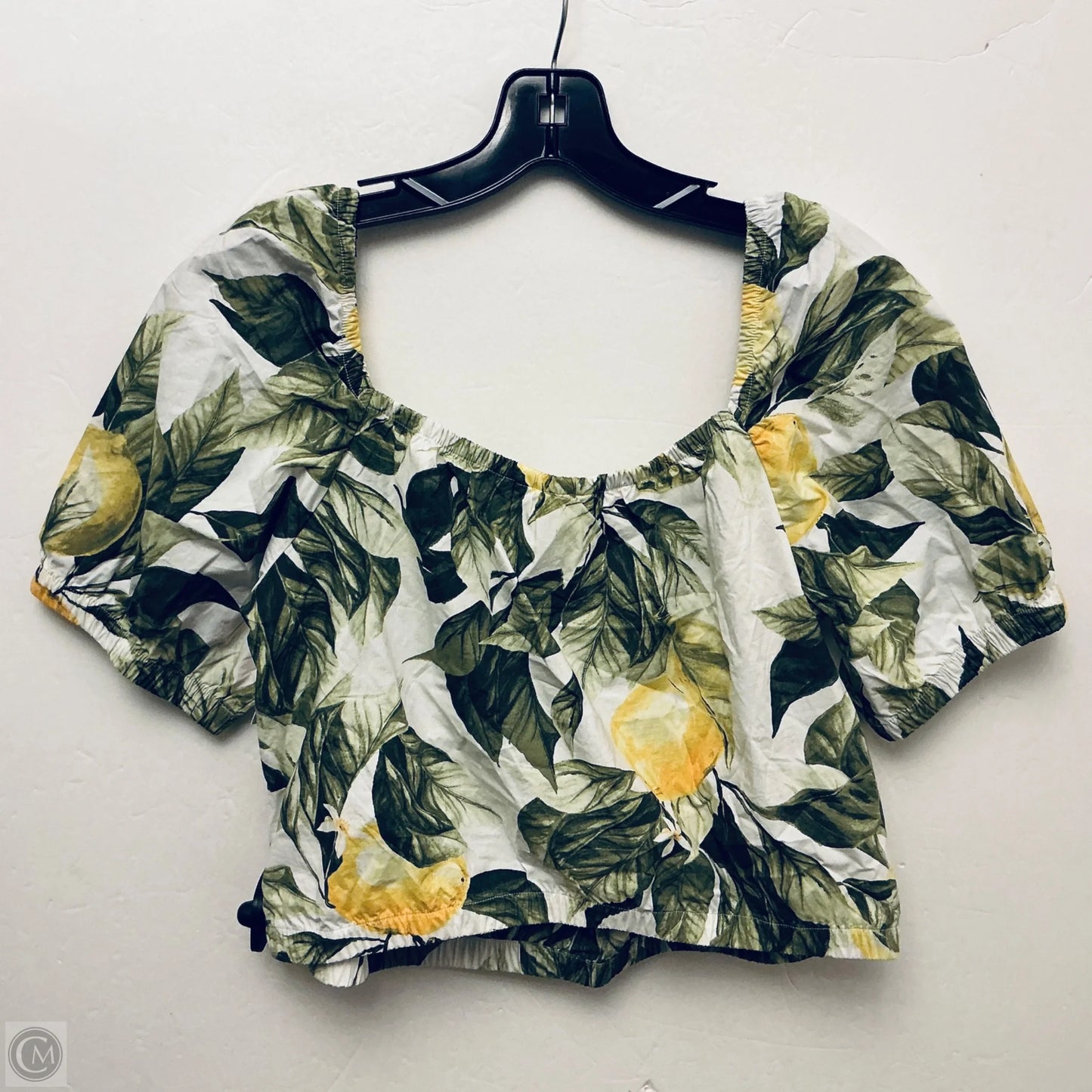 Top Short Sleeve By H&m In Green & Yellow, Size: M