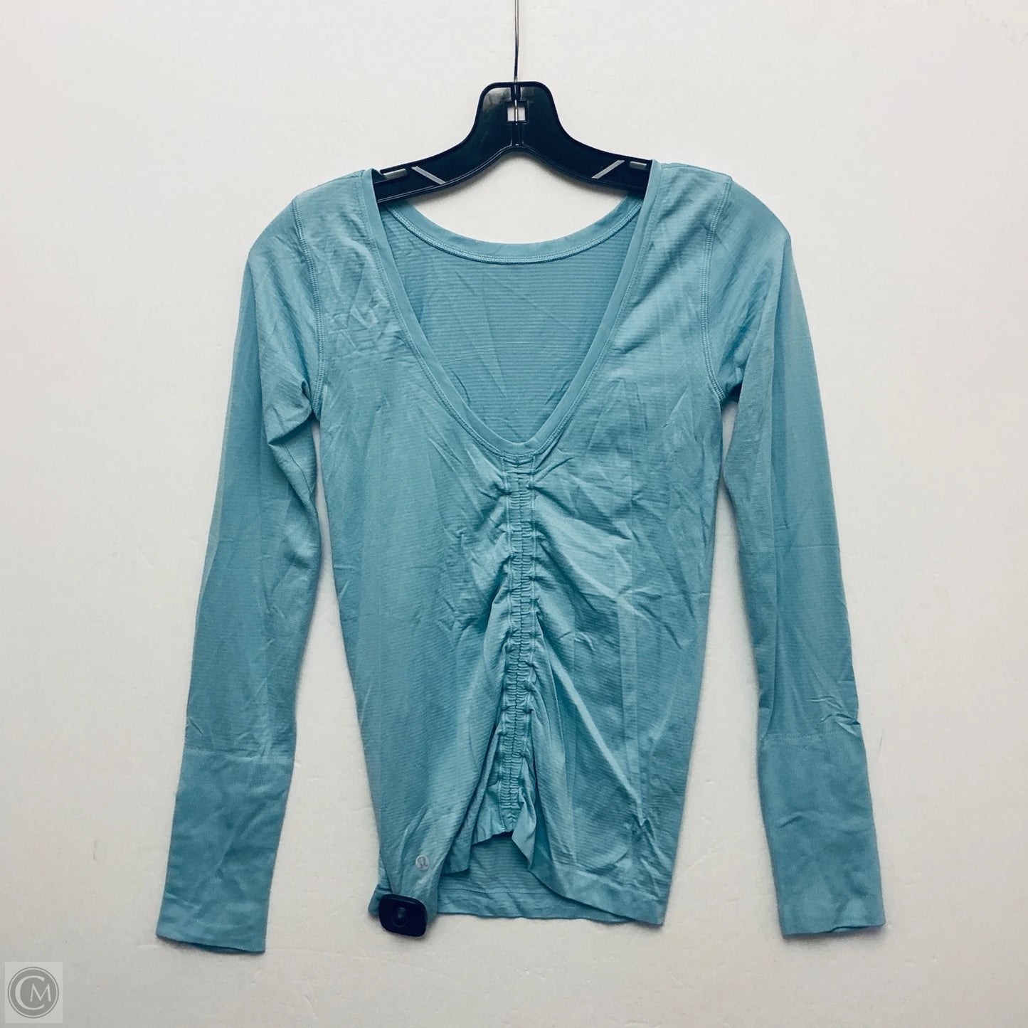 Athletic Top Long Sleeve Collar By Lululemon In Blue, Size: S