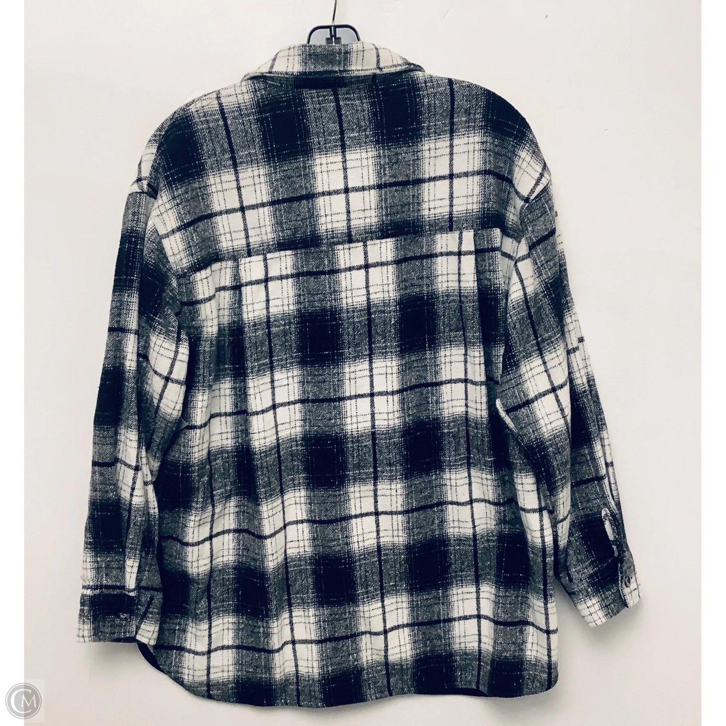 Jacket Shirt By Clothes Mentor In Black & White, Size: L