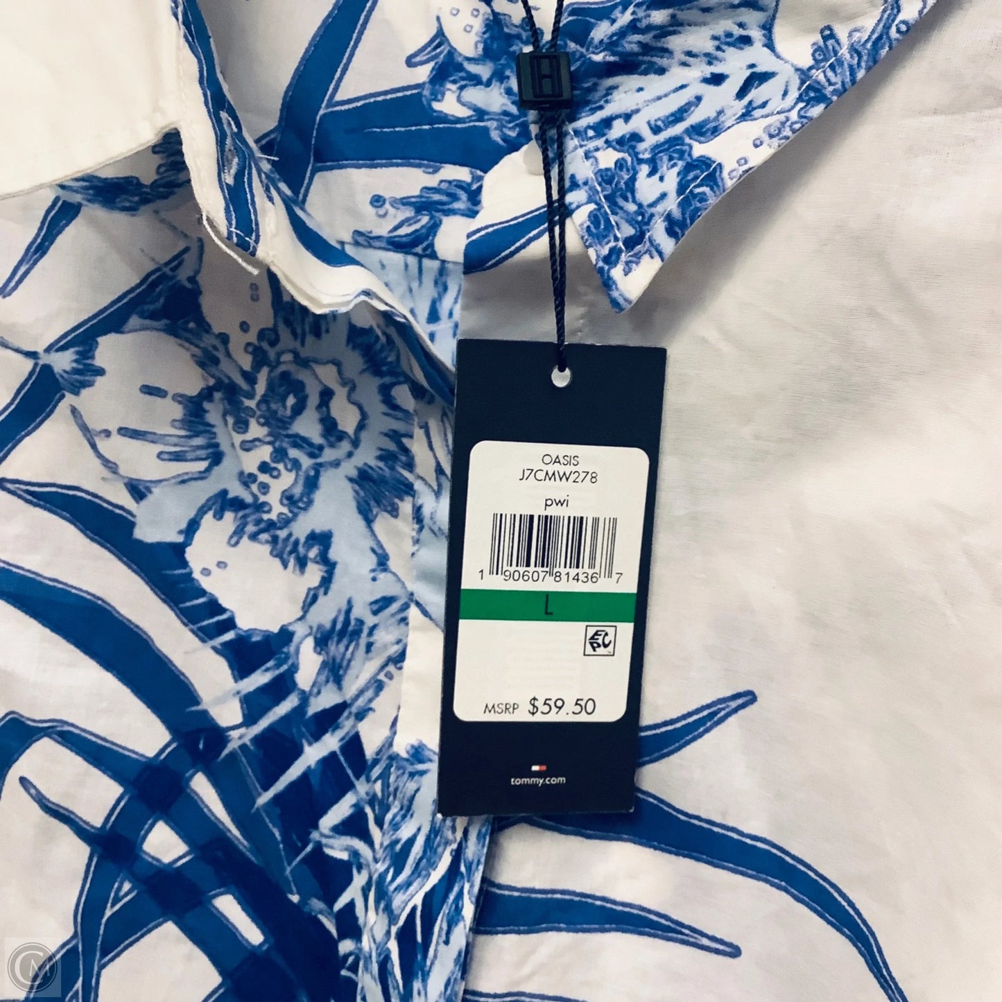 Top Long Sleeve By Tommy Hilfiger In Blue & White, Size: L