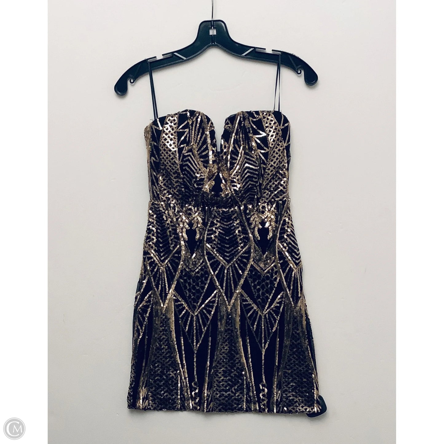 Dress Party Short By Fashion Nova In Black & Gold, Size: S