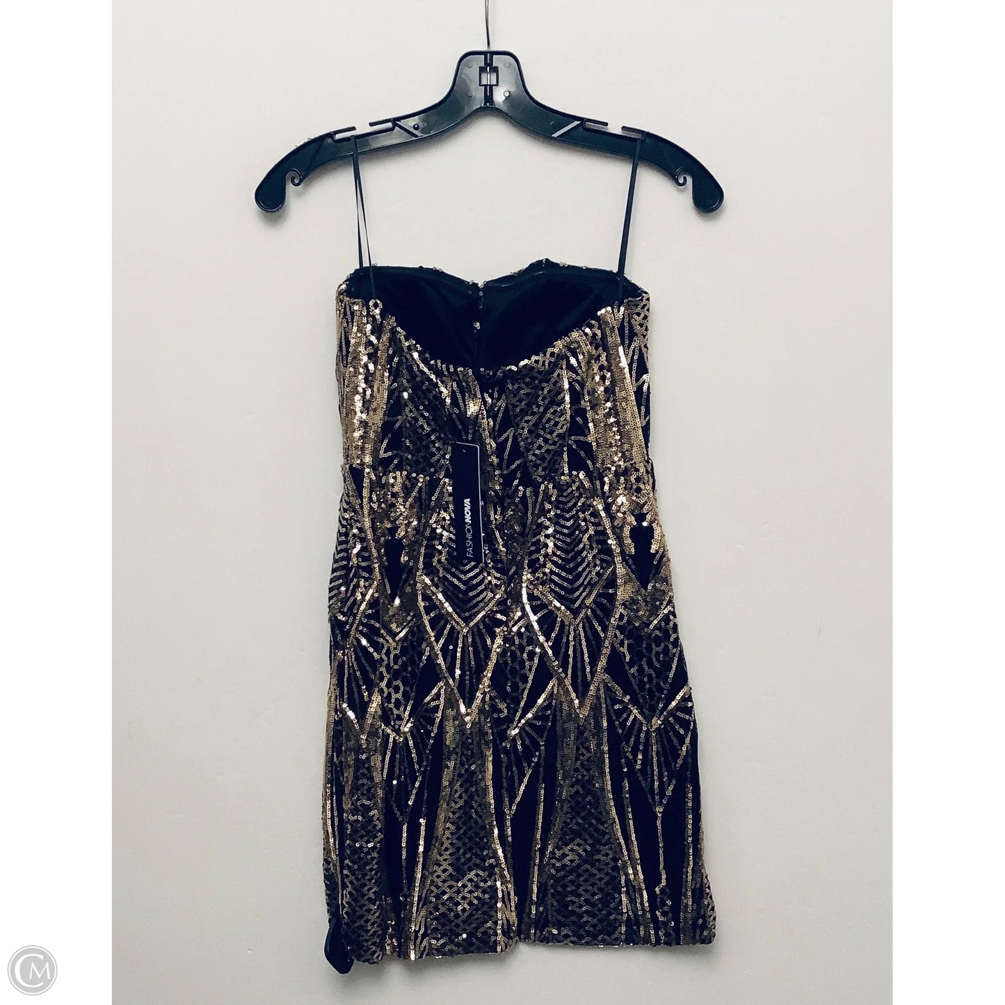 Dress Party Short By Fashion Nova In Black & Gold, Size: S
