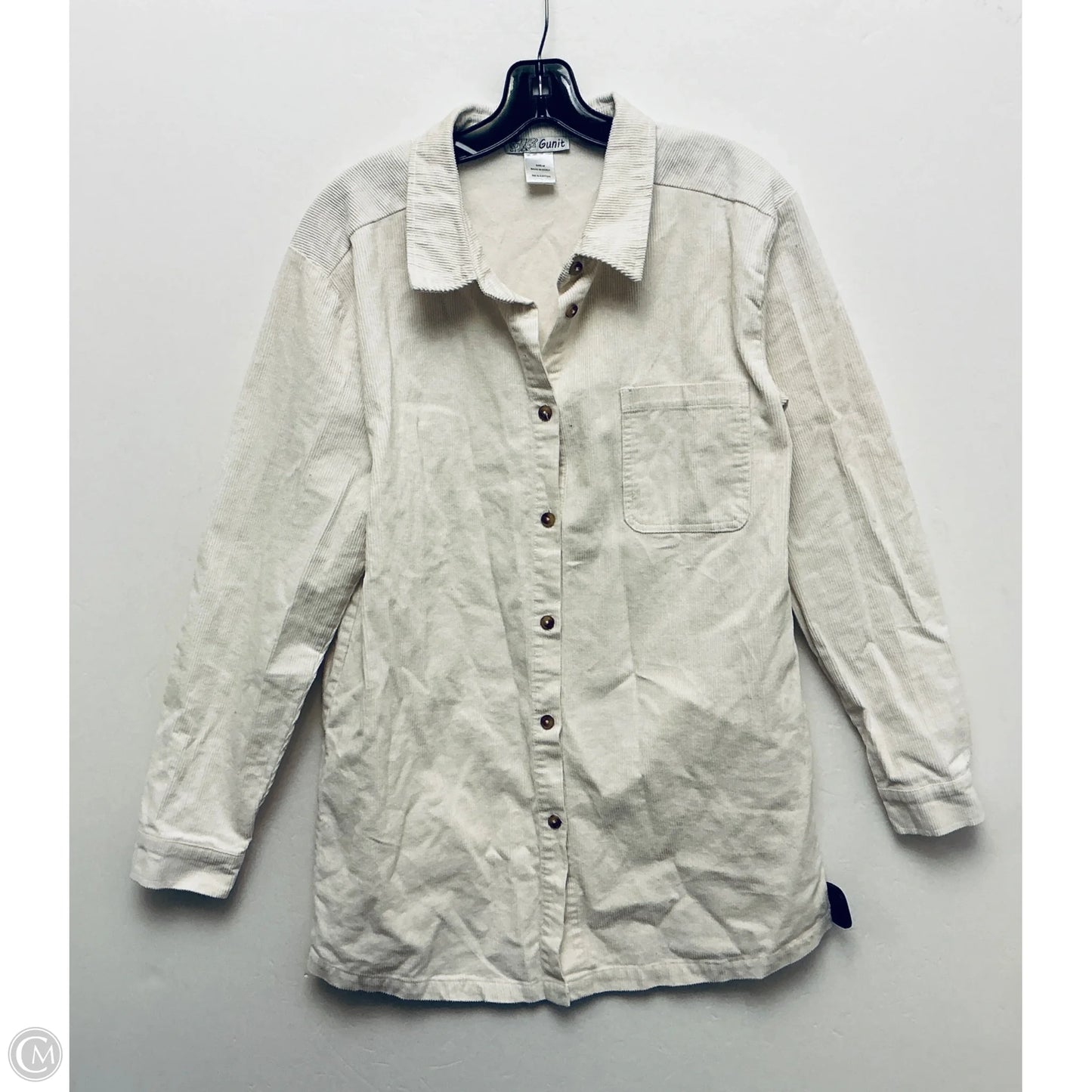 Jacket Shirt By Clothes Mentor In Cream, Size: M