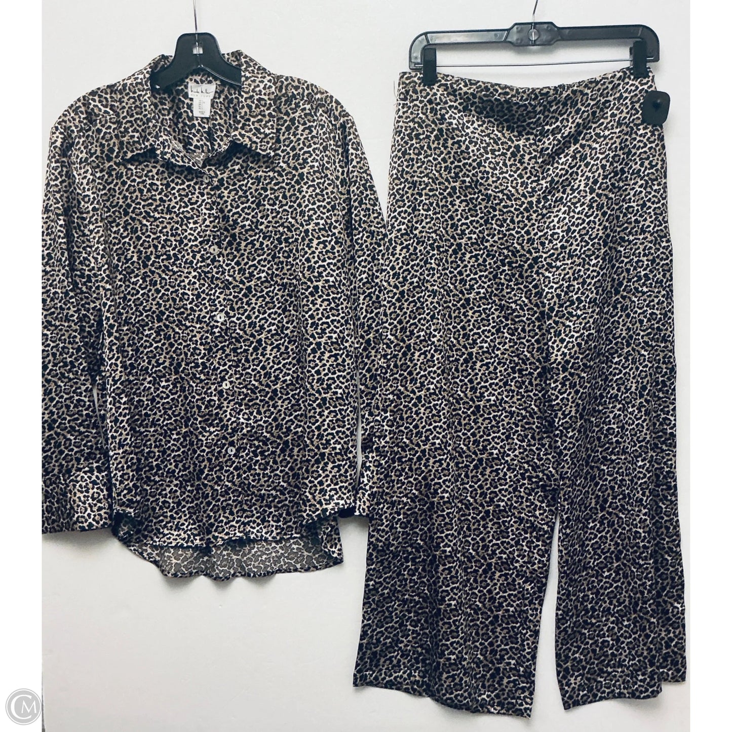 Pants Set 2pc By Nicole Miller In Animal Print, Size: L