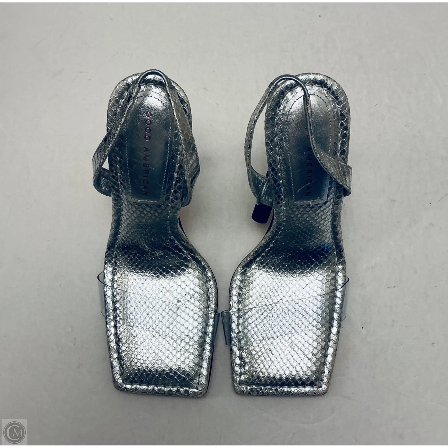 Shoes Heels Stiletto By Good American In Silver, Size: 8