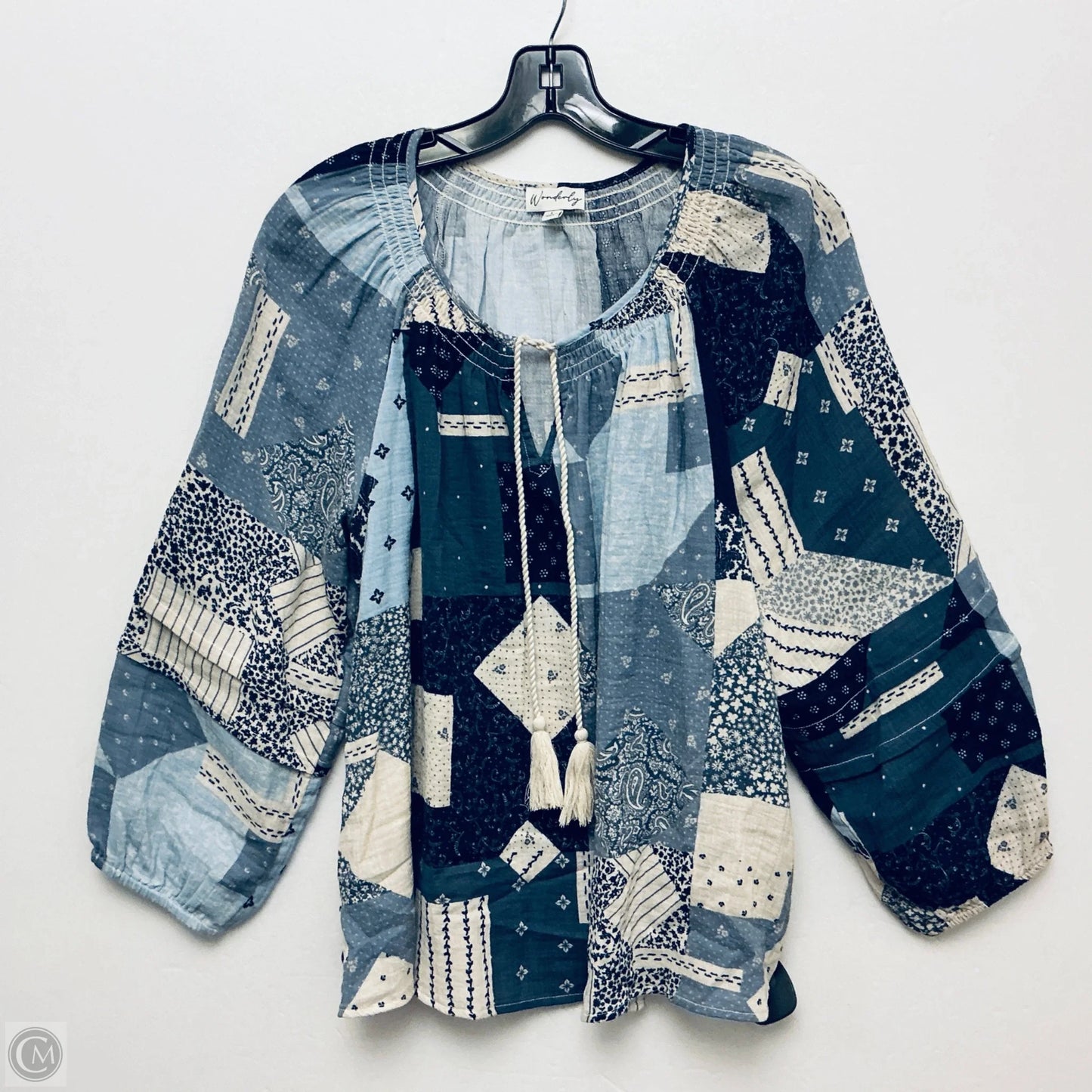 Top Long Sleeve By Wonderly In Blue, Size: L