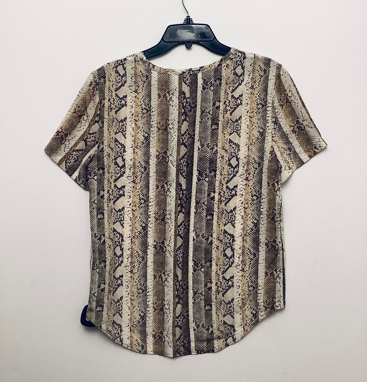 Top Short Sleeve By Equipment In Snakeskin Print, Size: S